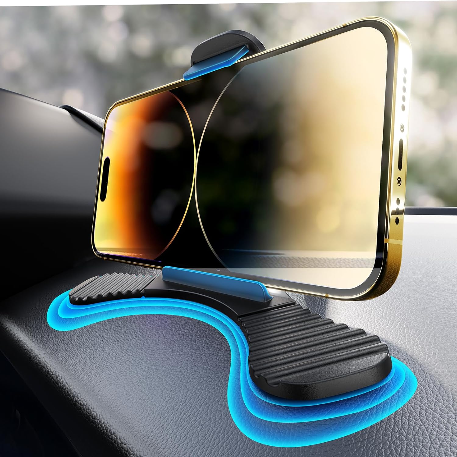 LISEN Dashboard Phone Holder for Car, Dashboard Mount, Fits Curved Surface – Compatible with iPhone, Samsung, Android, Popsocket, GPS Devices, All Phones