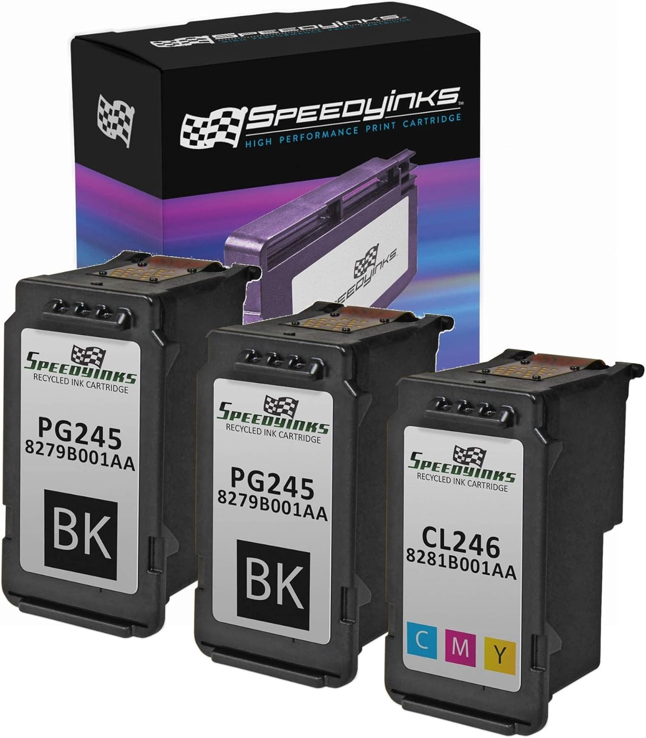 Speedy Inks Remanufactured Ink Cartridge Replacement for Canon PG-245 and CL-246 (2 Black, 1 Color, 3 Cartridge Pack) Compatible with PIXMA iP2820 MG2420 MG2520 MG2522 MG2525 MG2555 MG2920 MG2922