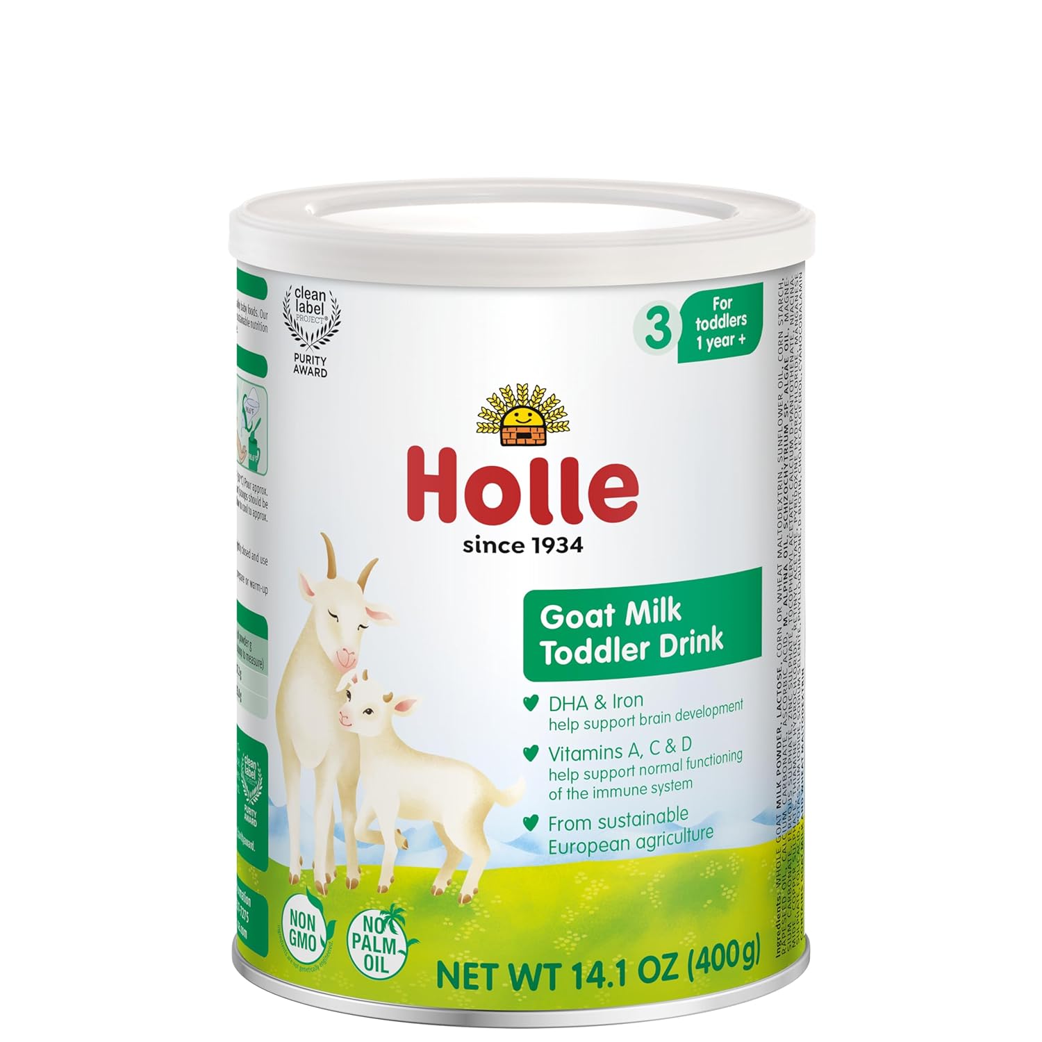 Holle Goat Milk Powder – Toddler Drink – Stage 3 – Powdered Goat Milk for Brain-Healthy Toddler Nutritional Drink – Non-GMO & Soy-Free – Easy to Digest – Safe for Children 12+ Months to 3 Years Old