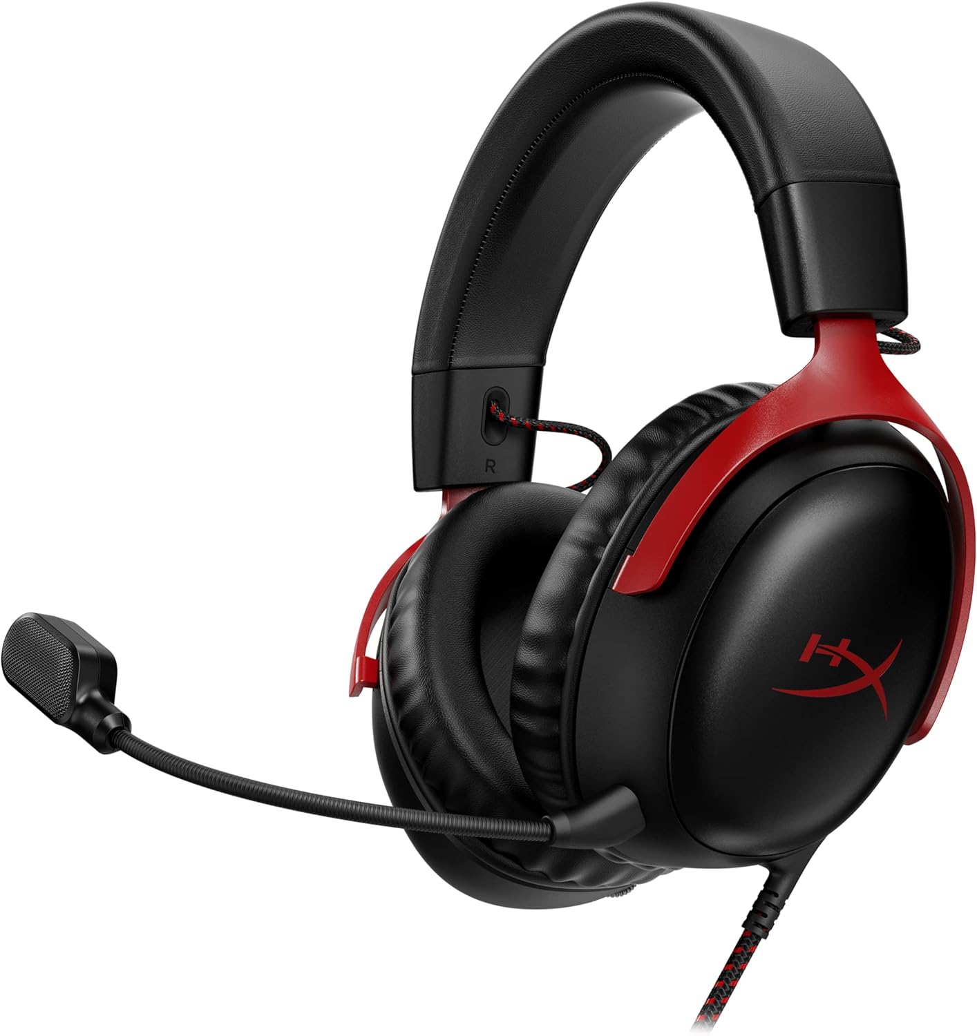 HyperX Cloud III – Wired Gaming Headset, PC, PS5, Xbox Series X|S, Angled 53mm Drivers, DTS Spatial Audio, Memory Foam, Durable Frame, Ultra-Clear 10mm Mic, USB-C, USB-A, 3.5mm – Black/Red