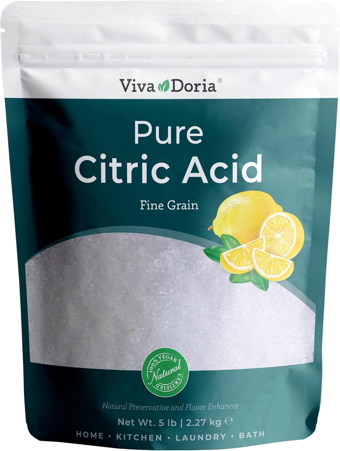 Viva Doria 100% Pure Citric Acid, Food Grade, Fine Grain, 5 lb (2.27 kg)