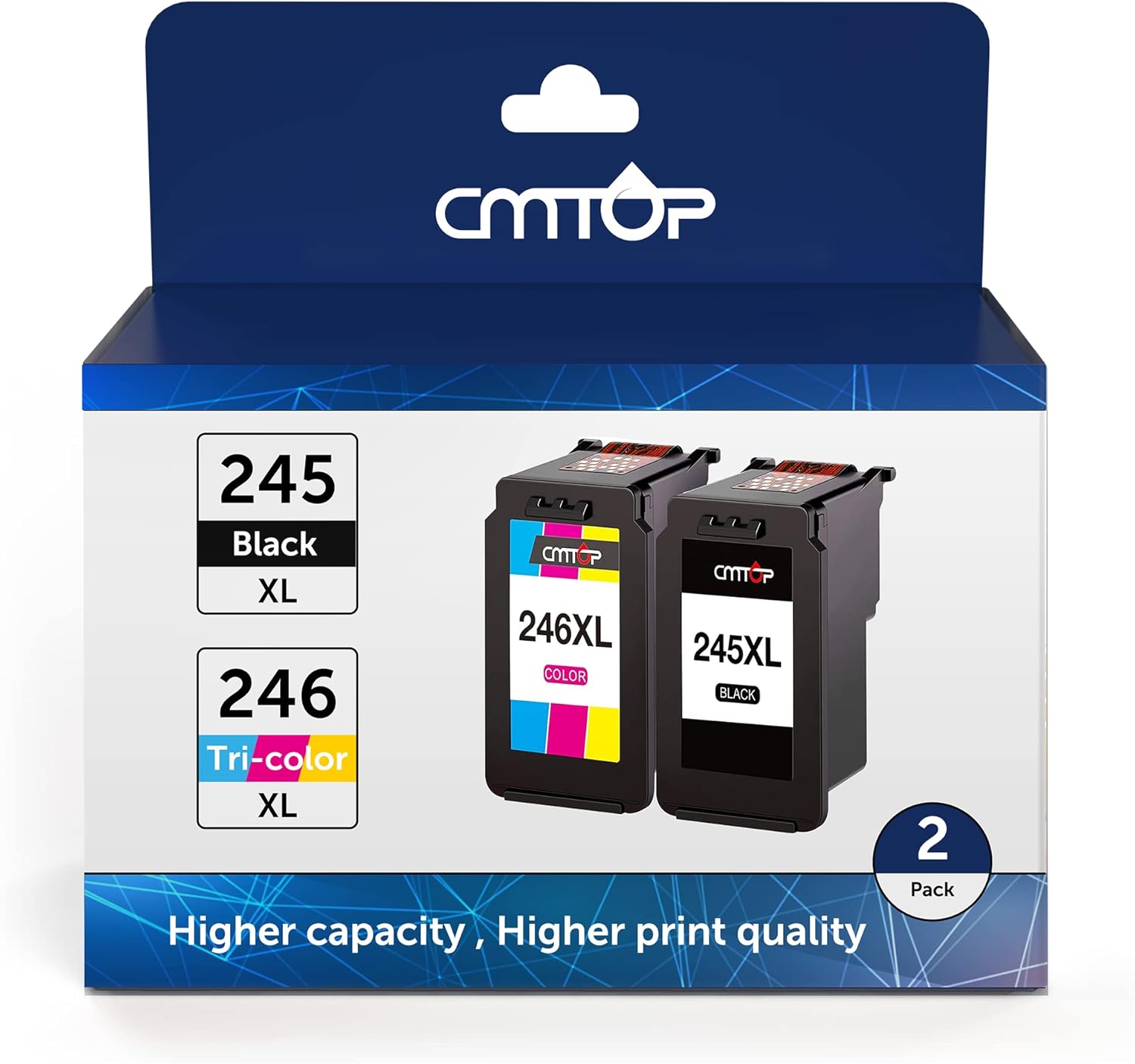 Compatible Ink Cartridge Replacement for Canon Ink Cartridges 245 and 246, for Canon PIXMA MG2522 MG2520 MX490 MX492 MG2920 MG2922 IP2820 TS3122 MG2420 MG2922 Printer, 1 Black+1 Tri-Color