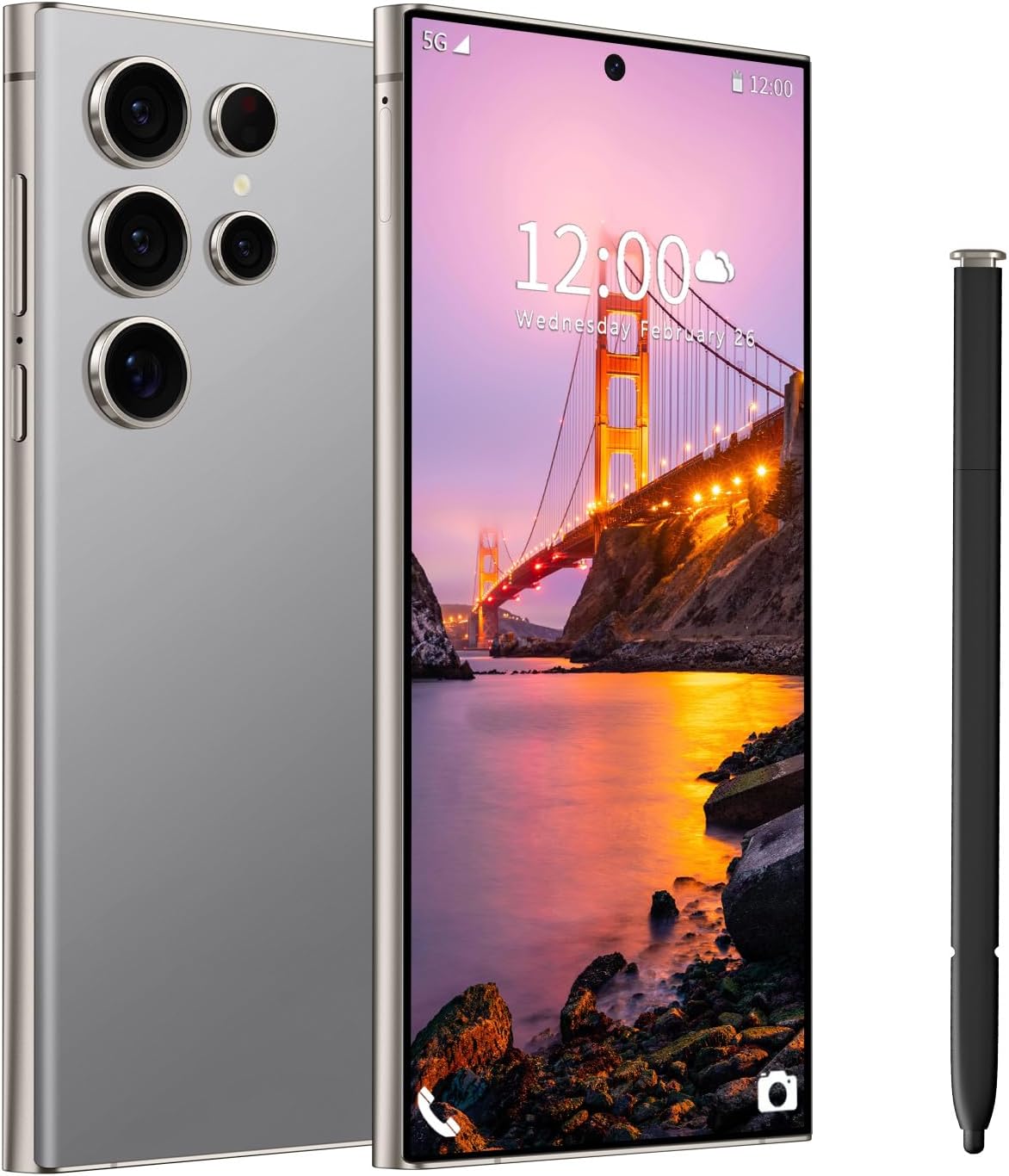 Huness I24 Ultra Unlocked Phone,Built in Pen The Phone,Smartphone Battery 6800mAh 6.8″ HD Screen,Android 13.0 6+256GB with 128GB Memory Card Cell Phone,5G/Face ID/Fingerprint Lock/GPS (Grey, 6+256)