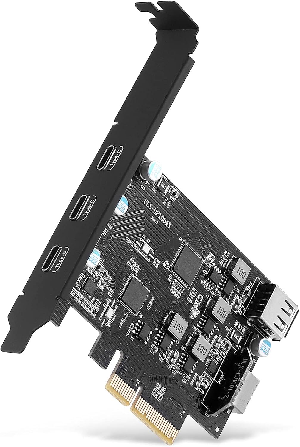 PCI-E to USB 3.2 Expansion Card,3.2 gen2 10Gpbs (3X USB C, 1x USB A, 1x USB Type E A Key), USB C PCI Express Card, A-Key 20 Pin Header for Type C Front Panel Mount Adapter