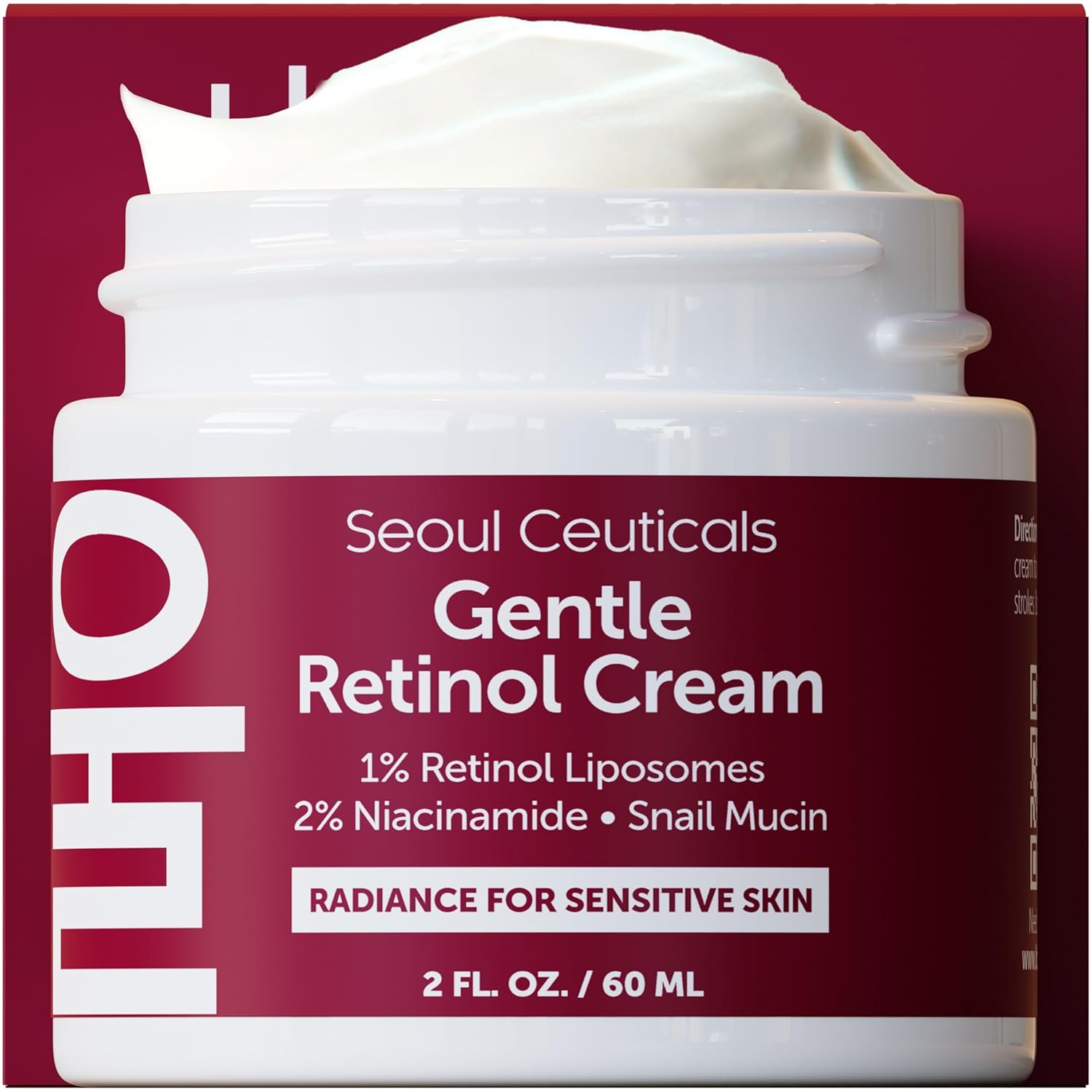 SeoulCeuticals 1% Korean Retinol Night Cream – 97.5% Snail Mucin + 2% Niacinamide Moisturizer for Face – Gentle K Beauty for Sensitive Skin 2oz