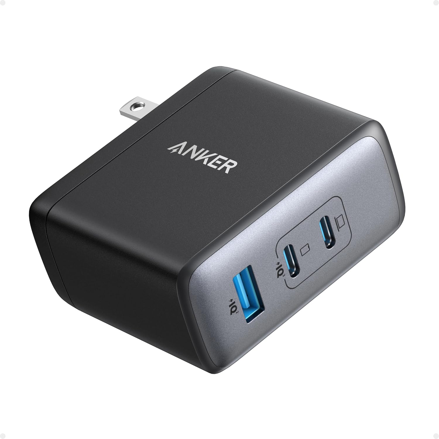 Anker 100W USB C Charger Block (GaN II), 3 Port Fast Compact Wall Charger for MacBook, Dell XPS, iPad Pro, Galaxy S24, iPhone 16/15 and More Series