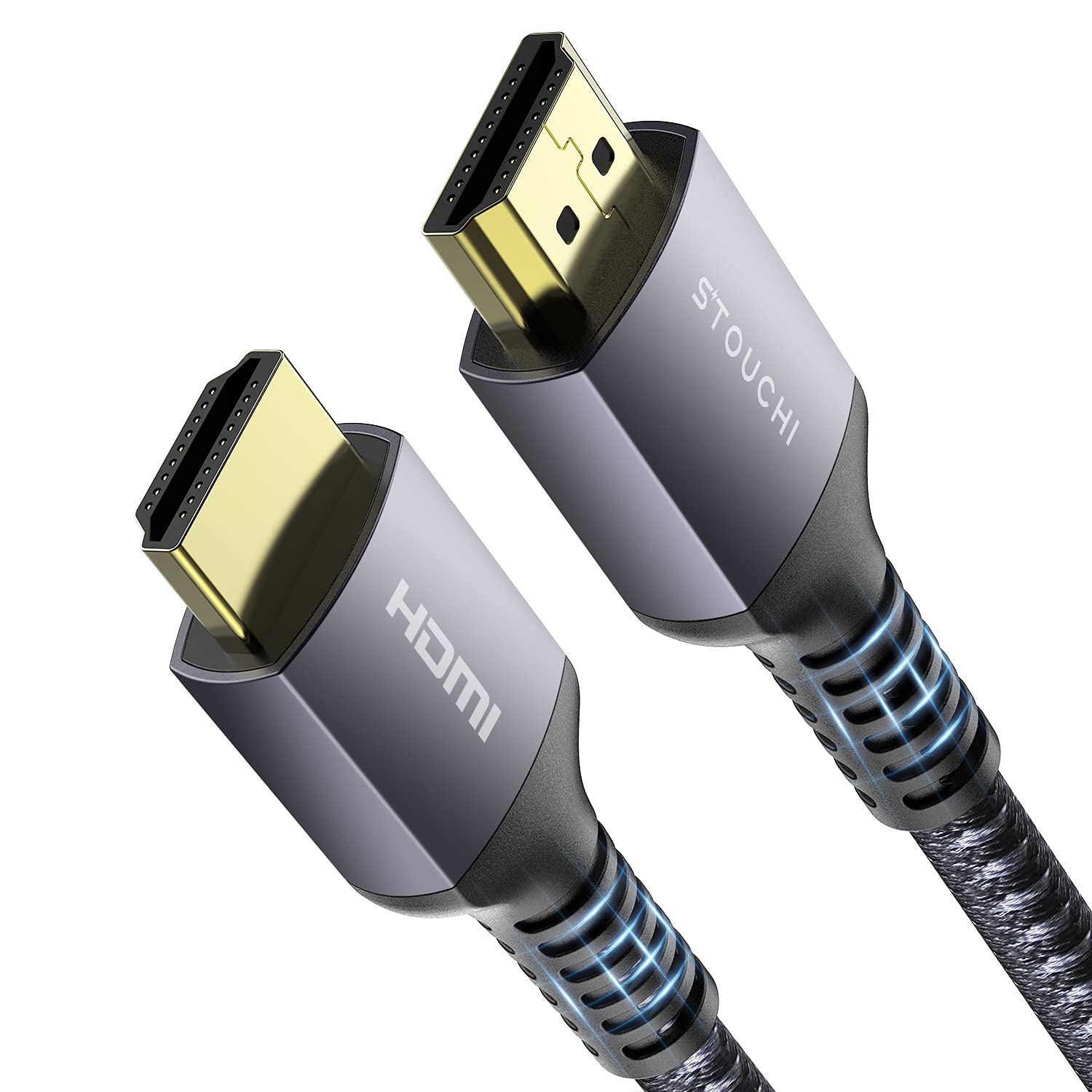 Stouchi 8K HDMI Cables 12FT, 48Gbps Ultra High Speed HDMI 2.1 Cable, HDMI to HDMI Cord 8K60Hz 4K120Hz 144Hz eARC Dolby SBTM HDR10 HDCP 2.2&2.3 Dolby Compatible for PS5, SoundBar, AVR, UHD TV