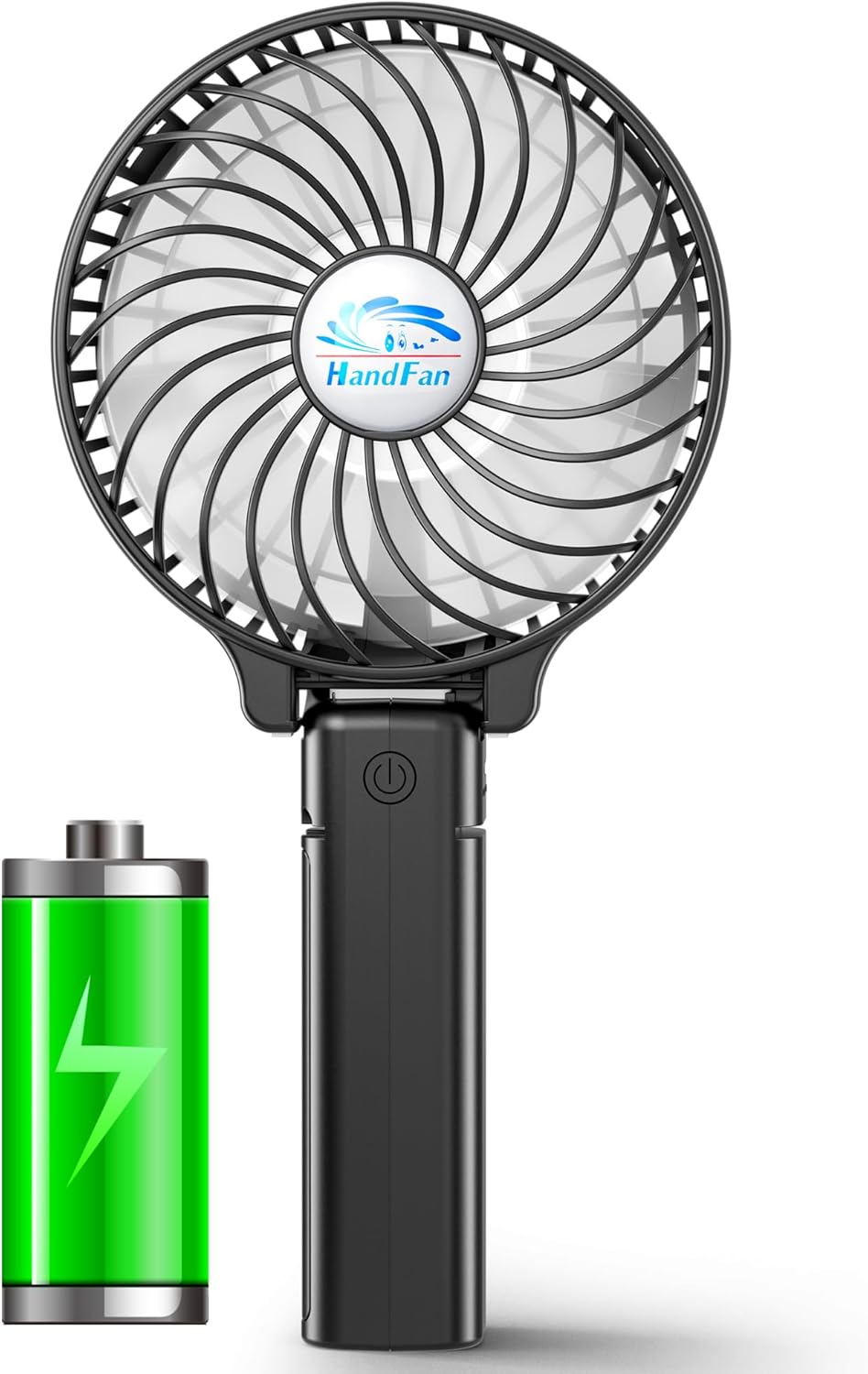 HandFan Portable Fans Battery Operated Handheld Fan Rechargeable with Anti Automatic Working Button & Built-in Bracket USB Desk Fan Foldable (Black)