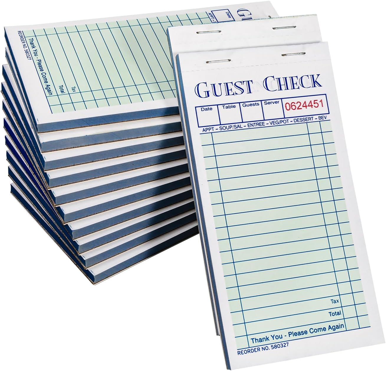 Guest Checks Server Note Pads 600 Sheets With Carbonless 600 Copy Sheets for Restaurants (12 Books) 3.5″ x 6.75″ Per Ticket Books