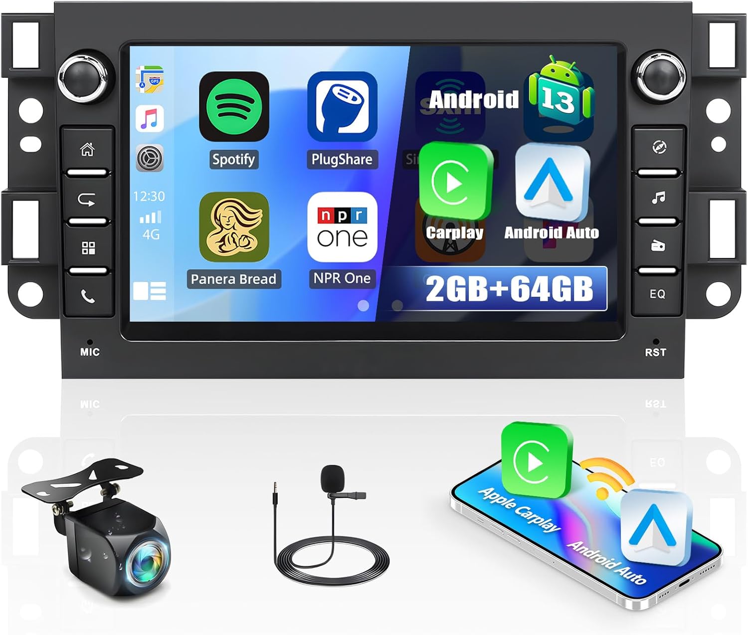 2G+64G Android 13 Car Stereo for Chevrolet Buick GMC Sierra Yukon Chevy Aveo Sonic with Wireless Apple CarPlay Android Auto,7″ Touchscreen Car Radio with GPS,WiFi,Bluetooth FM/RDS+Backup Camera