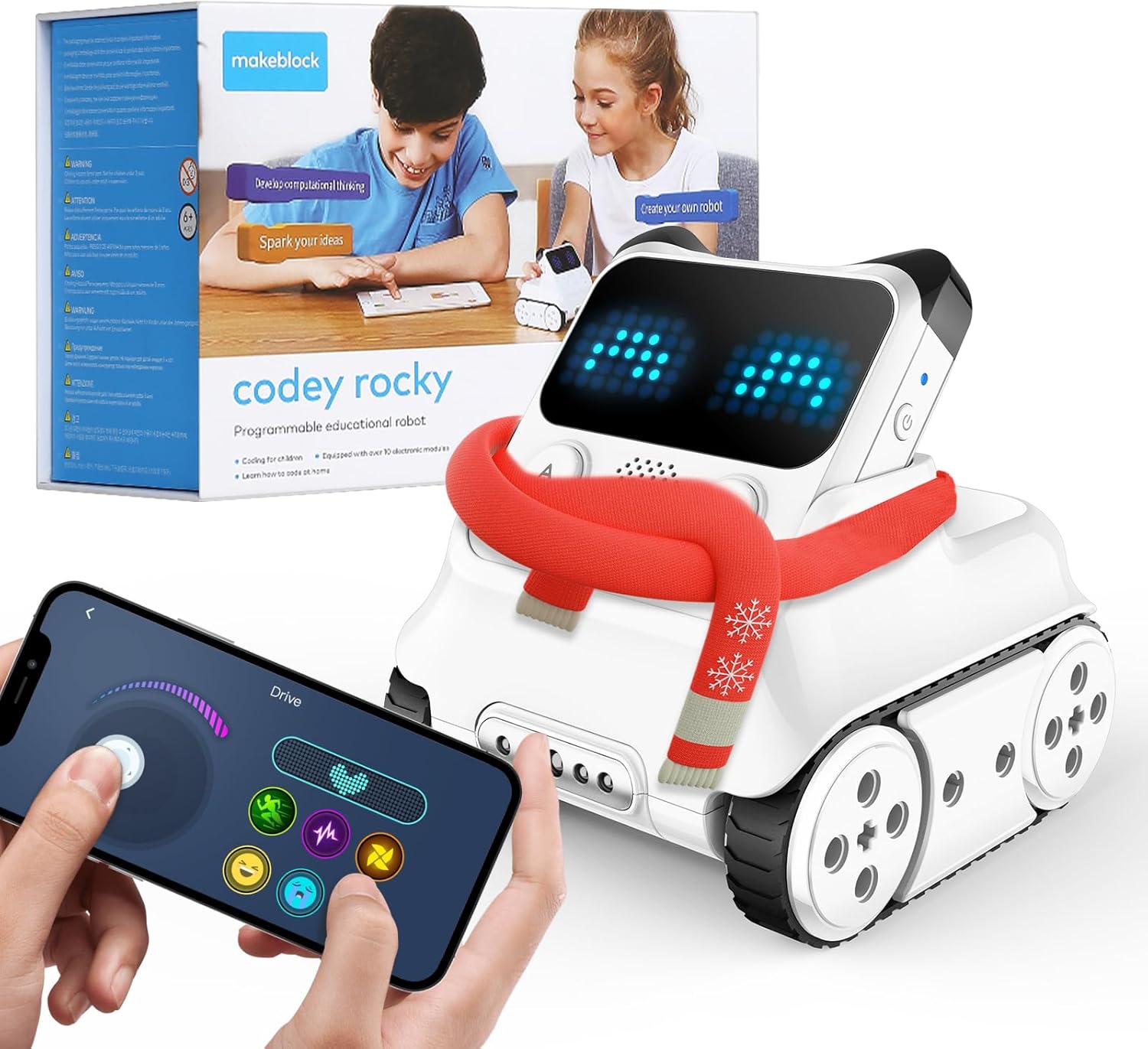 Makeblock Codey Rocky Interactive Emo Robot, Coding for Kids 8-12, STEM Toys Support Scratch Python Programming, Smart Robotics Gift for Kids 6+