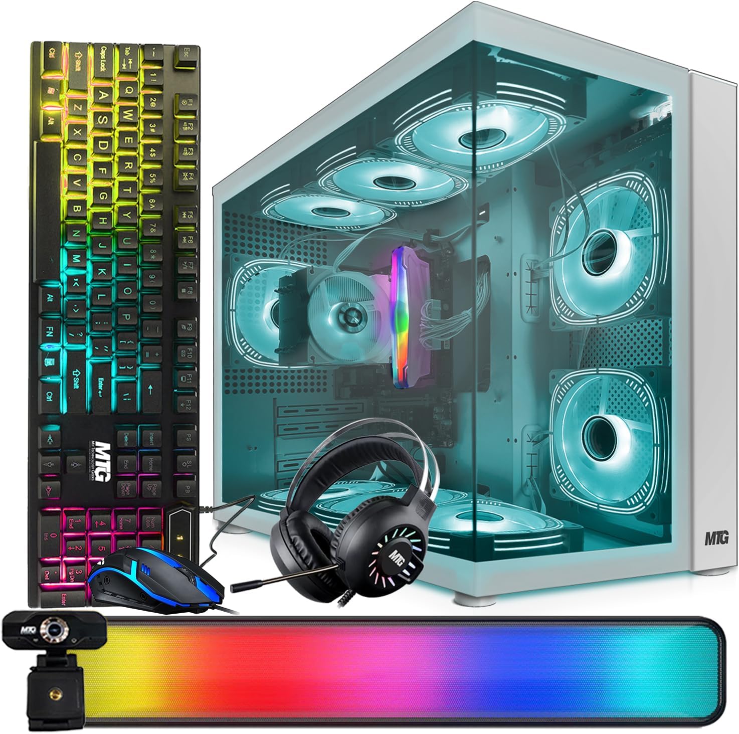 MTG Khuno Gaming Tower PC- Intel Core i7 4th Gen, RTX 3060 12GB 192 Bits, 16GB RGB ARGB Ram, 1TB Nvme, Gamer Bundle Combo, Webcam, Win 10 Pro