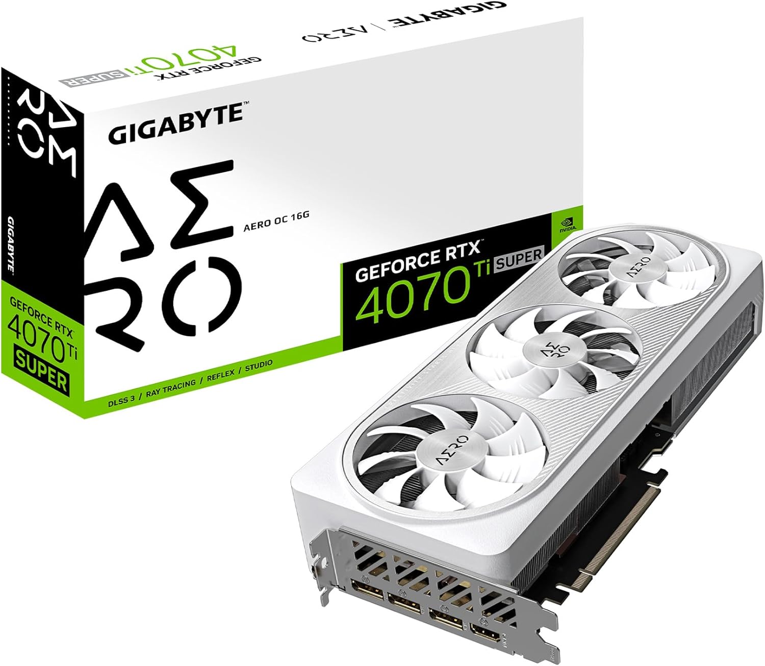 GIGABYTE GeForce RTX 4070 Ti Super AERO OC 16G Graphics Card, 3X WINDFORCE Fans, 16GB 256-bit GDDR6X, GV-N407TSAERO OC-16GD Video Card