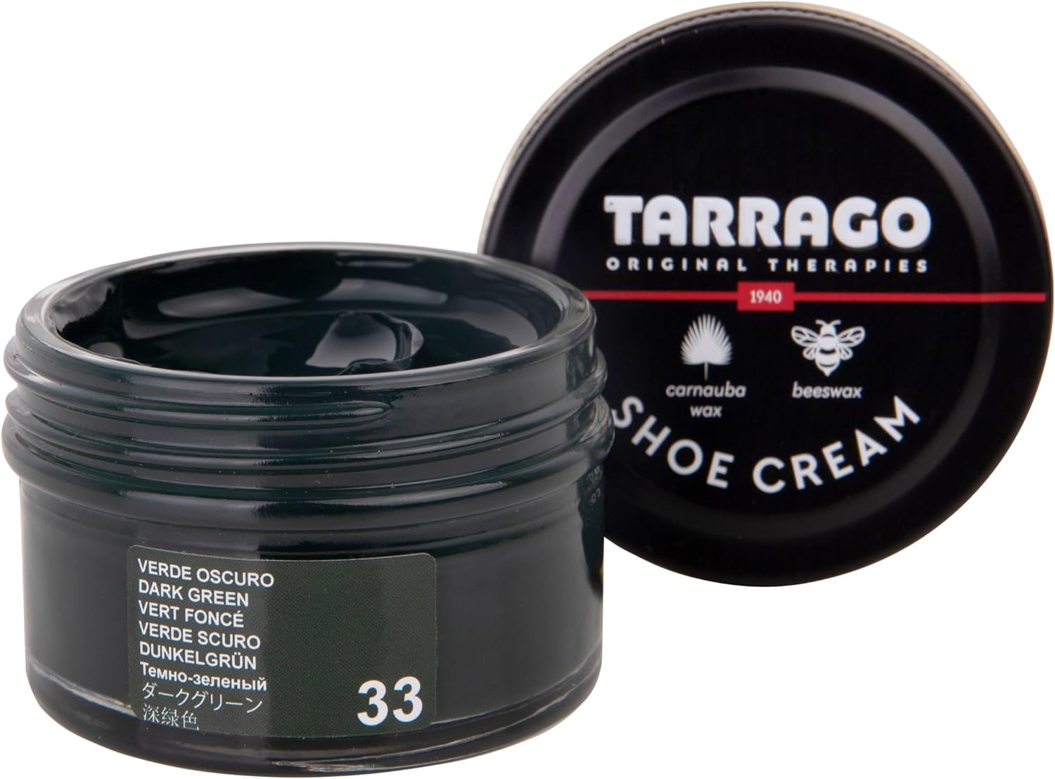 Tarrago Shoe Cream Professional Shoe Polish for Leather Boots, Shoes, Purse, Furniture Eco Friendly Leather Conditioner 1.7oz – Dark Green #33