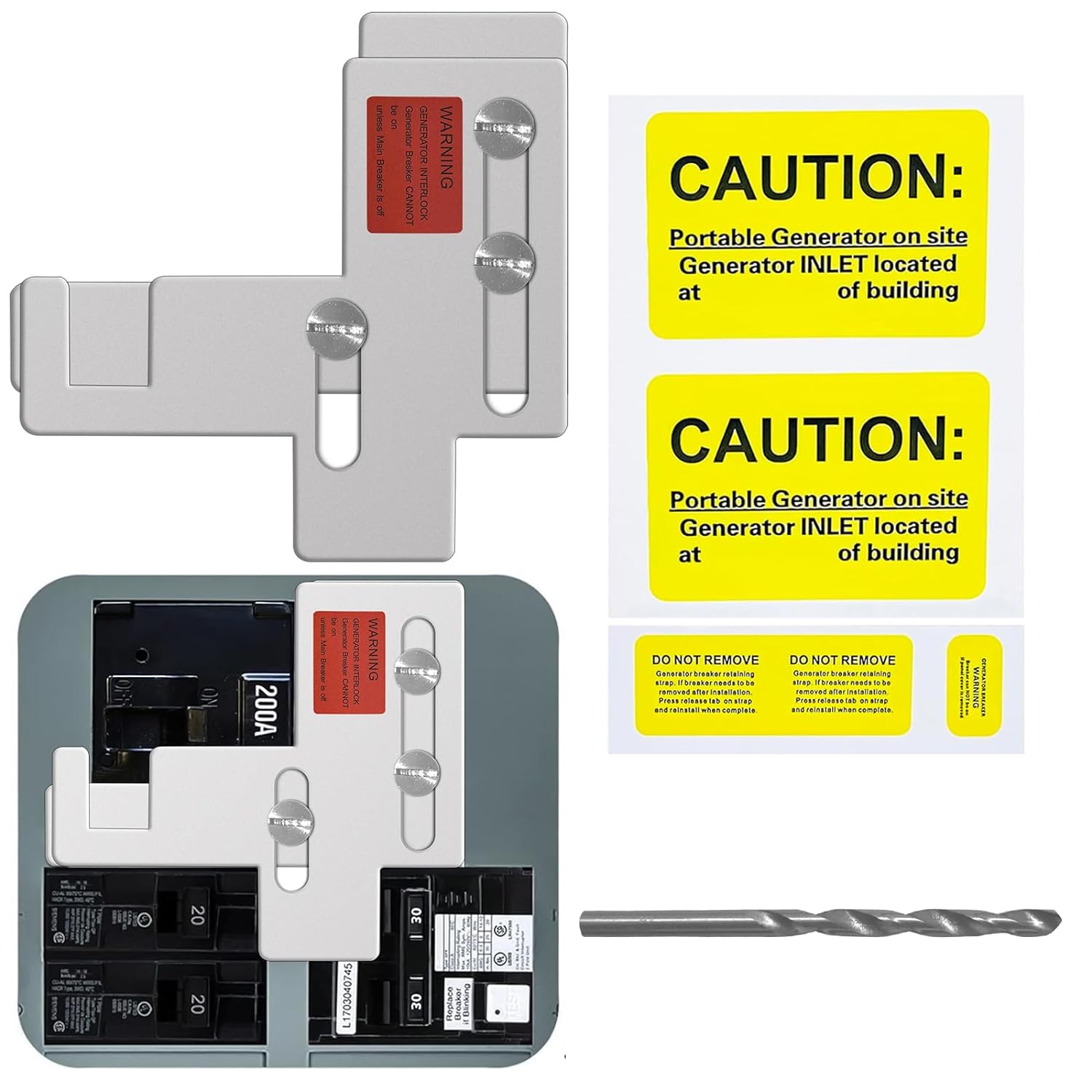 Generator Interlock Kit Compatible with Murray or Siemens 150 amp or 200 amp Panels,Professional and Interlock Kit,7/8-1 1/4″ Spacing Between Main and Branch Breakers