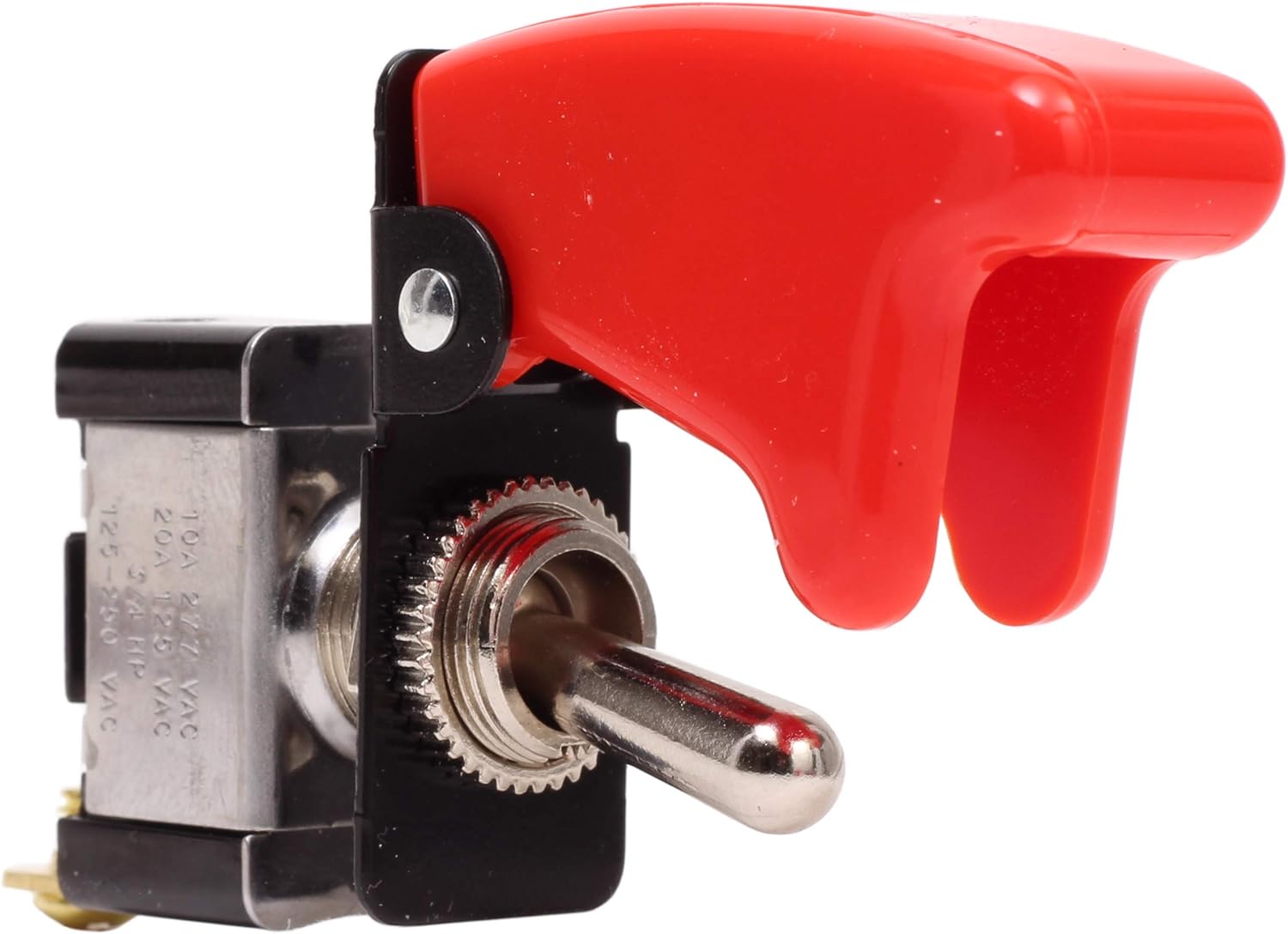 Fastronix SPST ON-OFF Heavy Duty AC/DC 20A Toggle Switch with Red Aircraft Safety Cover