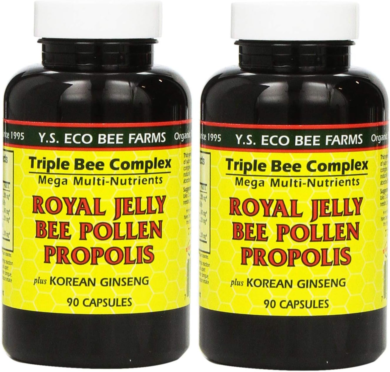 YS Eco Bee Farms, Royal Jelly Bee Pollen Propolis plus Korean Ginseng, 90 Capsules (2Pack)