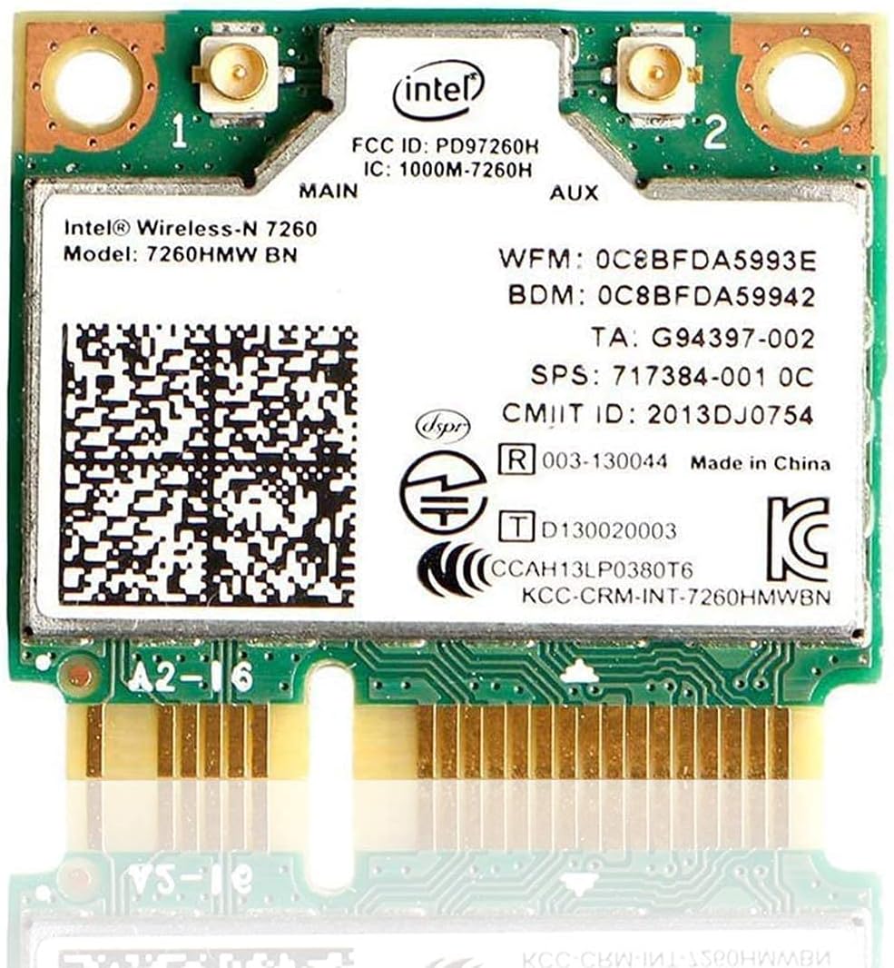 Intel Dual Band Wirless- MQUPIN Intel 7260.HMW Dual Band Wireless Card-AC 7260 Network Adapter+Bluetooth 4.0 USE for Intel AC Half Mini Pcie Card 802.11 b/a/g/n/ac(1 Pack)