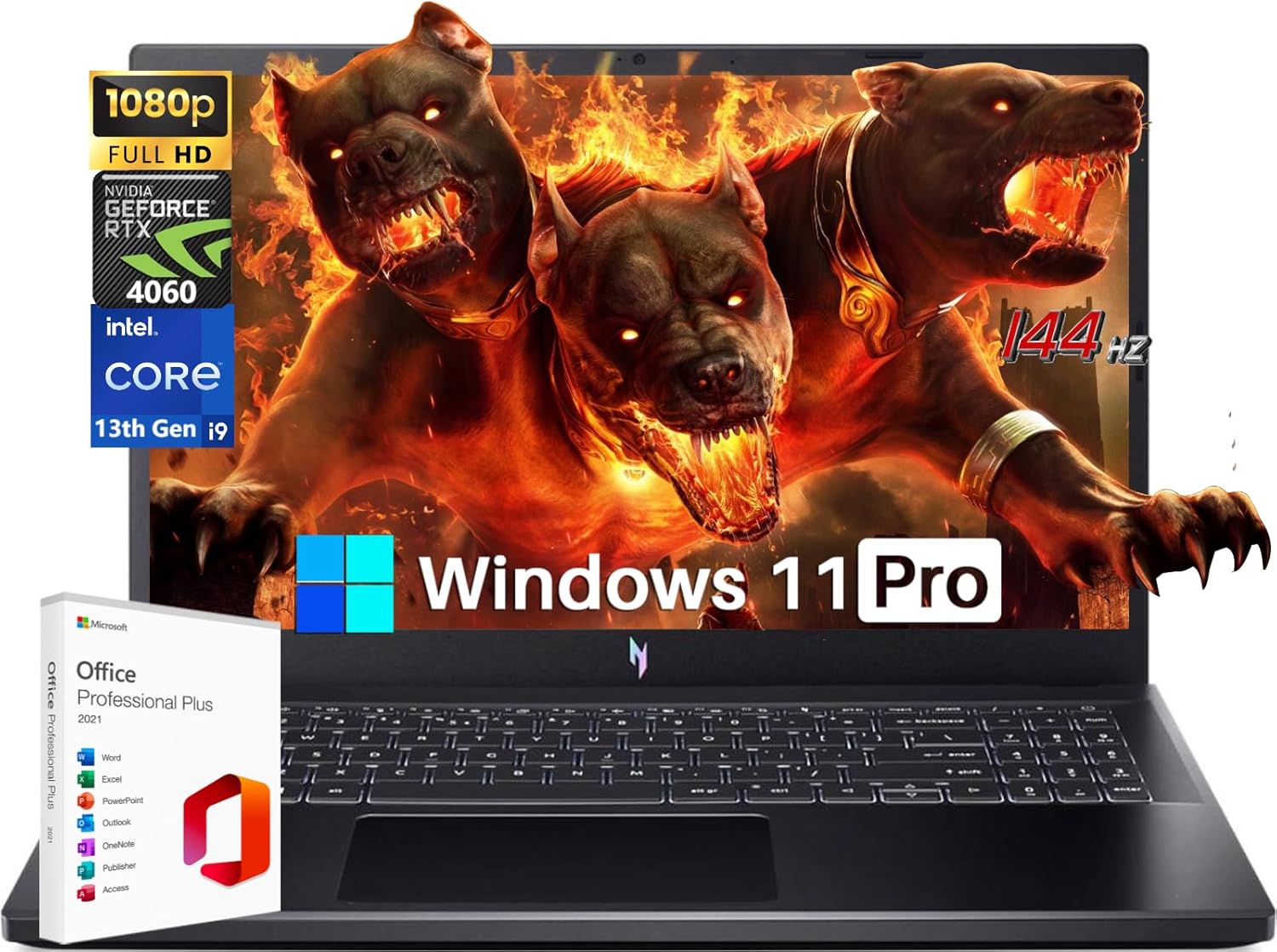 acer Nitro V 15 Gaming Laptop with Microsoft Office Lifetime License, 15.6″ FHD IPS 144Hz Display, Intel i9-13900H, 32GB RAM DDR5, 2TB SSD, GeForce RTX 4060,Wi-Fi 6, Backlit Keyboard, Windows 11 Pro