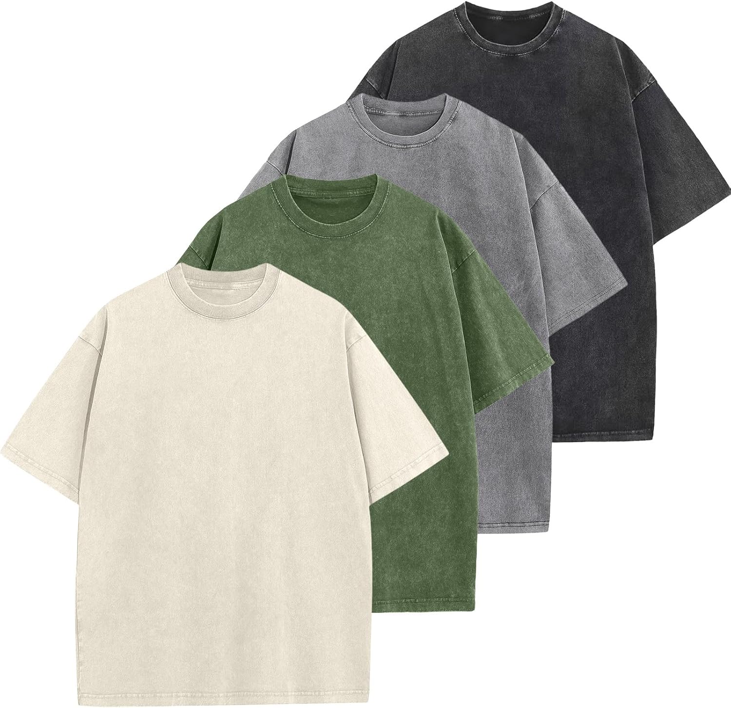 Men’s Oversized Cotton T-Shirts Loose Fit Vintage Washed Tee Unisex Short Sleeve Casual Shirts Tops