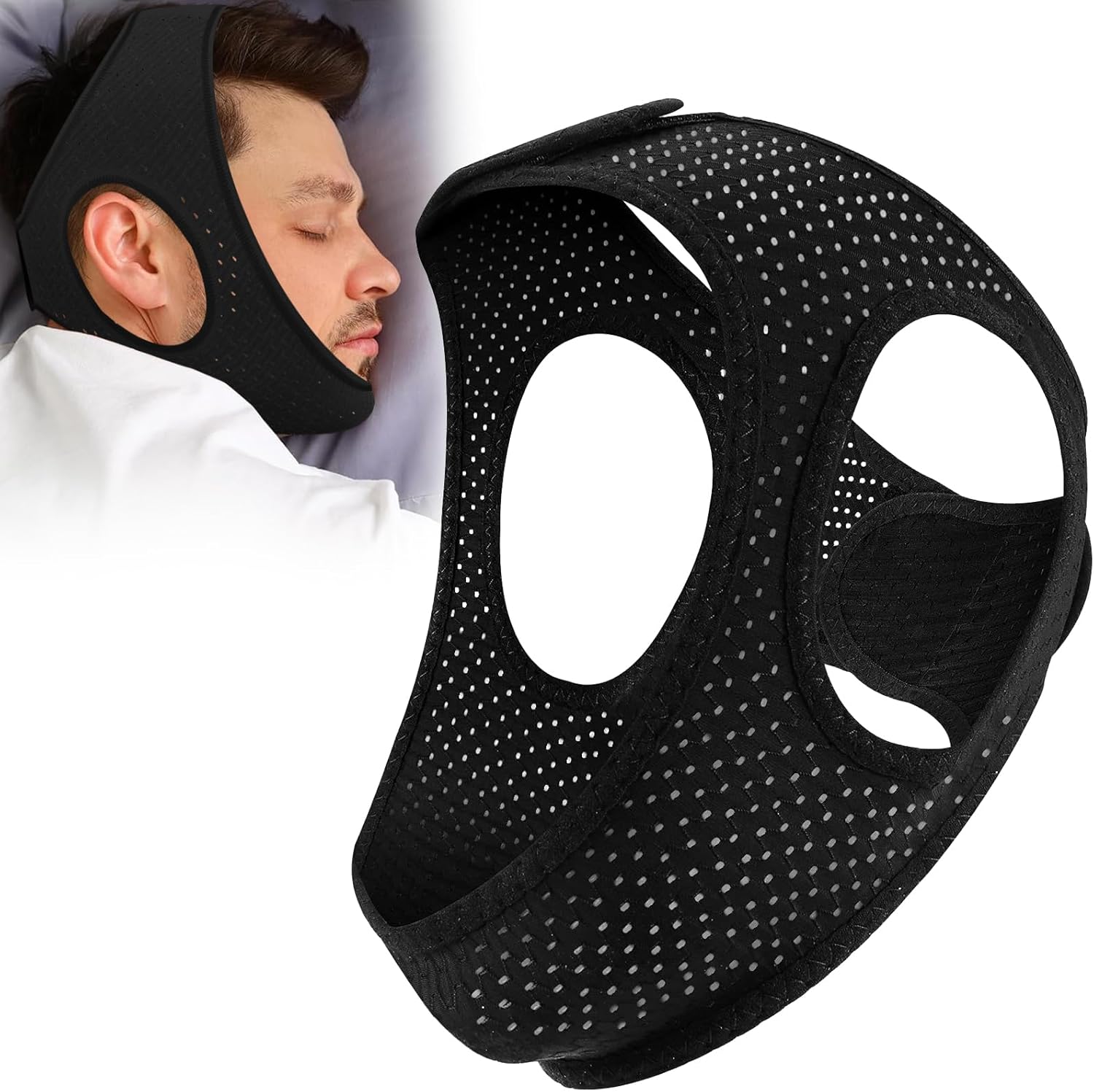 Anti Snoring Devices, Chin Strap for Sleeping, Comfortable Anti Snoring Chin Strap, Adjustable Breathable Snoring Solution