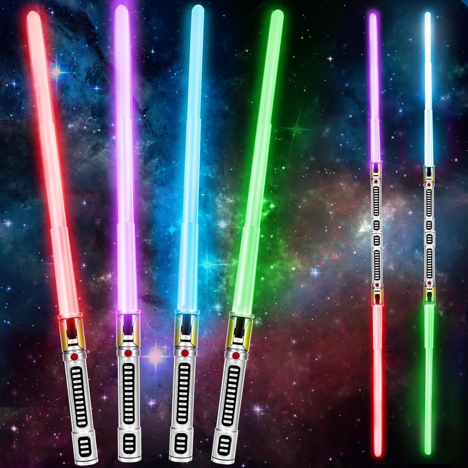 Light Up Saber, 4 Pack Light up Saber for Kids, Extendable Light Up Toy Sword for Kids, Light Up Sword Set, Dual Light Up Sabers for Kids Adults Toddler Boy Girl,Light Savers Party Toy Sword