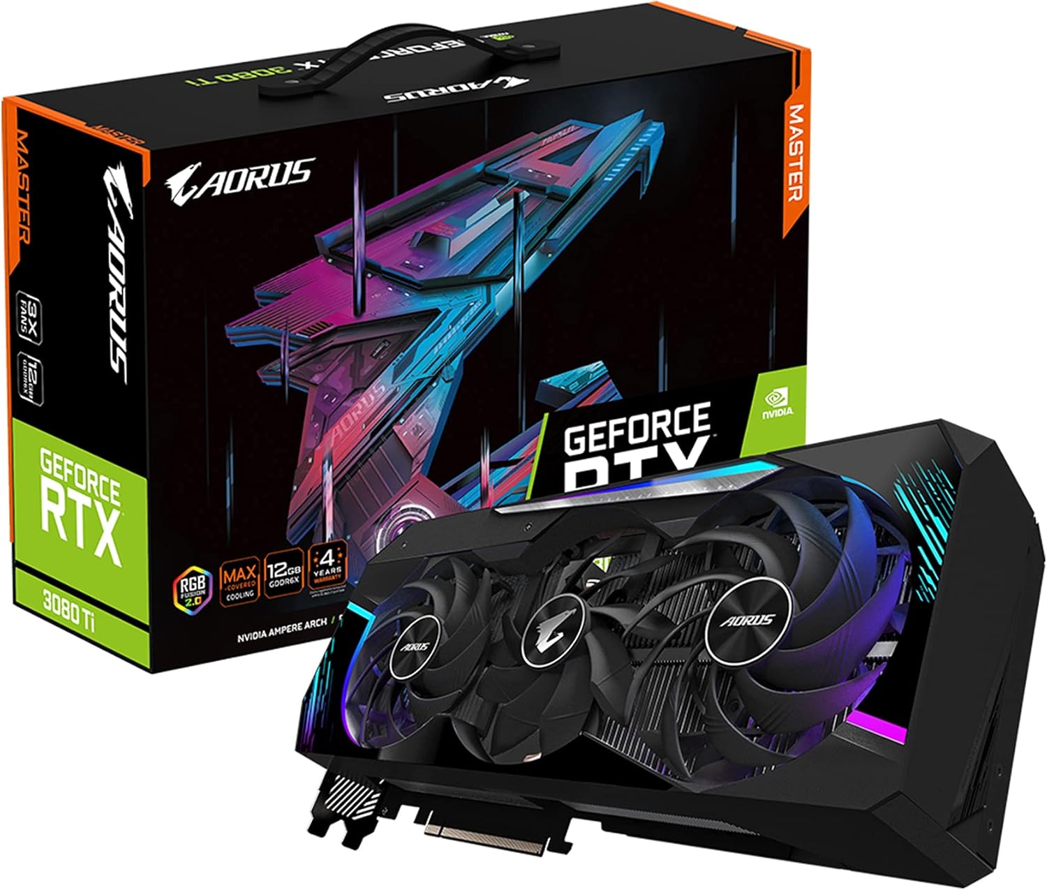 GIGABYTE AORUS GeForce RTX 3080 Ti Master 12G Graphics Card, Max Covered Cooling, 12GB 384-bit GDDR6X, GV-N308TAORUS M-12GD Video Card