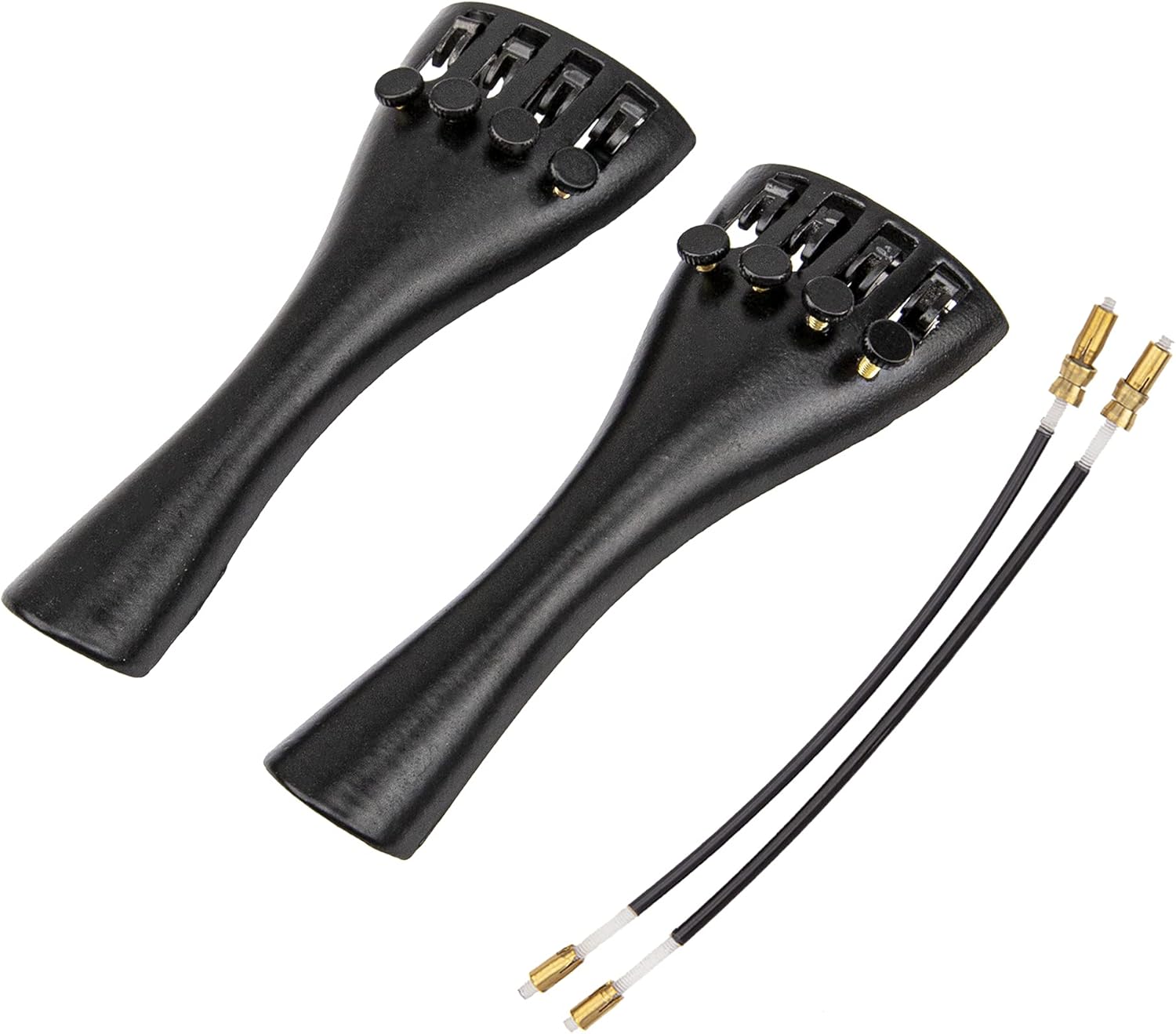 2Pairs Yootones Violin Composite Tailpiece 4/4 Fiddle 4 Fine Tuners Zinc Alloy with Tailgut Violin Tail Compatible with 4/4 Violin (Black)