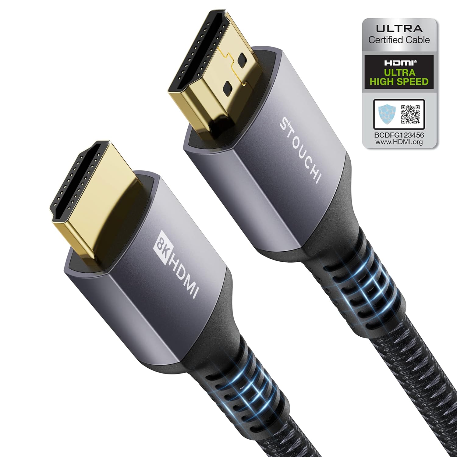 Stouchi 10K 8K HDMI 2.1 Cable 6ft 48Gbps (Certified) Ultra High Speed HDMI Cables, 8K60Hz 4K120Hz 144Hz eARC HDCP 2.2&2.3 SBTM HDR10+ Dolby Compatible with PS5 PlayStation 5 Xbox Series X Apple TV 4K