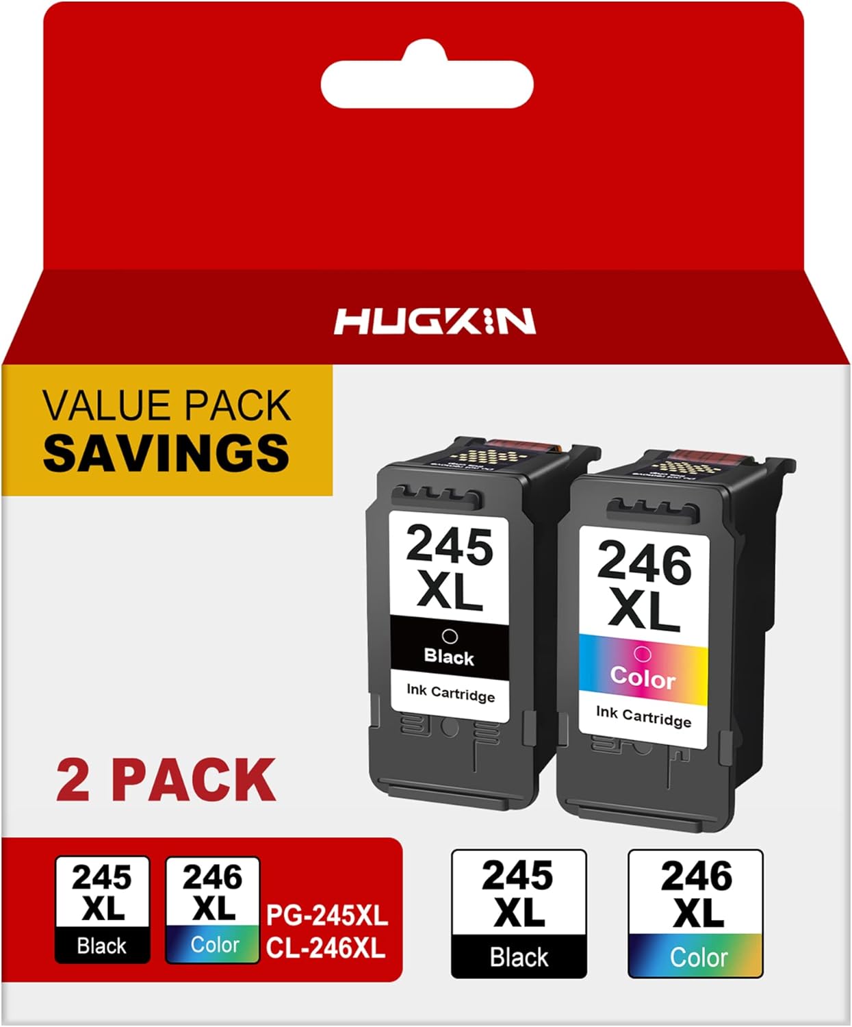 245XL 246XL Combo Pack Replacement for Canon Ink Cartridges 245 and 246 PG-245XL CL-245XL Works with Canon Pixma MG2522 MG2920 MG2922 MX490 MX492 TR4520 TR4522 TS3322 TS3122 (1 Black,1 Tri-Color) 1