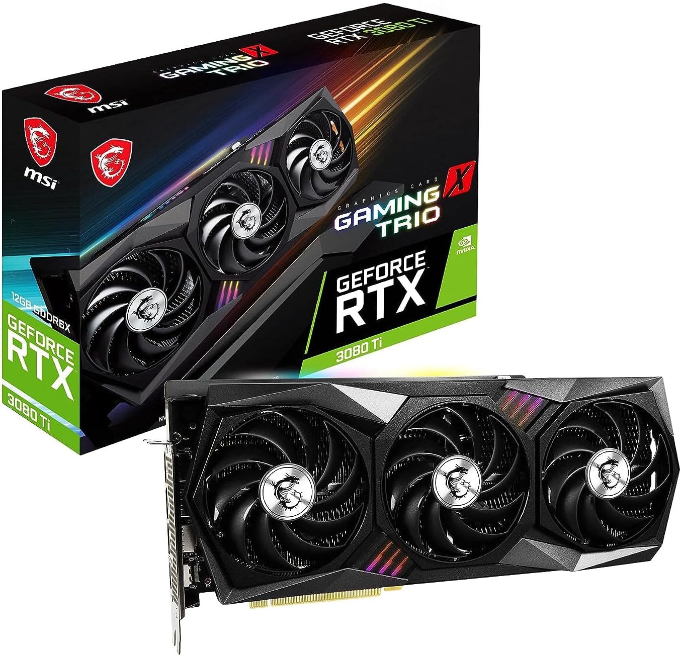 MSI GeForce RTX 3080 Ti 12GB GDRR6X 320-Bit HDMI/DP Nvlink Torx Fan 3 Ampere Architecture OC Graphics Card (RTX 3080 Ti Gaming X Trio 12G)