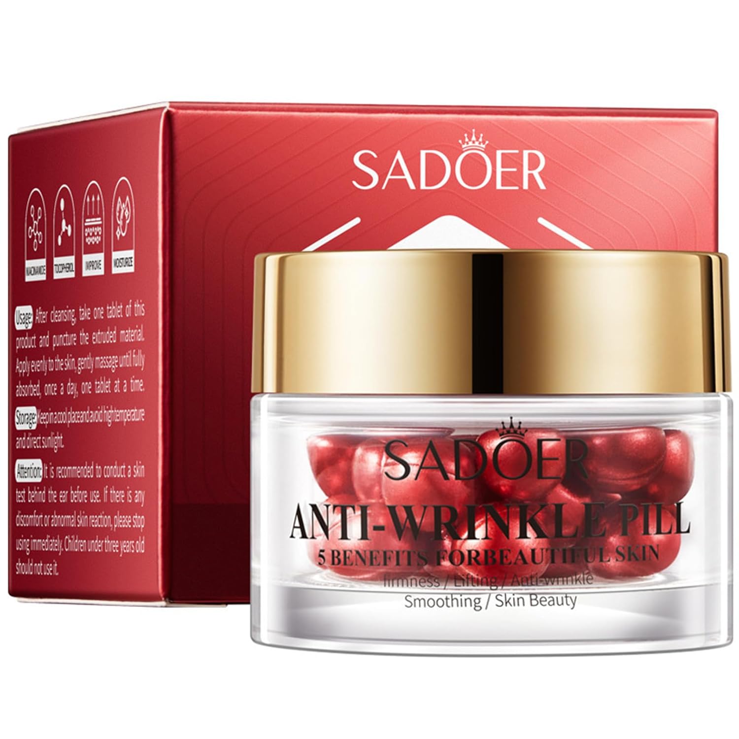 Sadoer Anti Wrinkle Pill Serum, Sadoer Anti-Wrinkle Essential Oil, Firmness/Lifting/Anti Wrinkle/Smoothing/Skin Beauty, Anti-Aging Pill Serum 5 Benefits for Beautiful Skin (Anti-Wrinkle Pill)