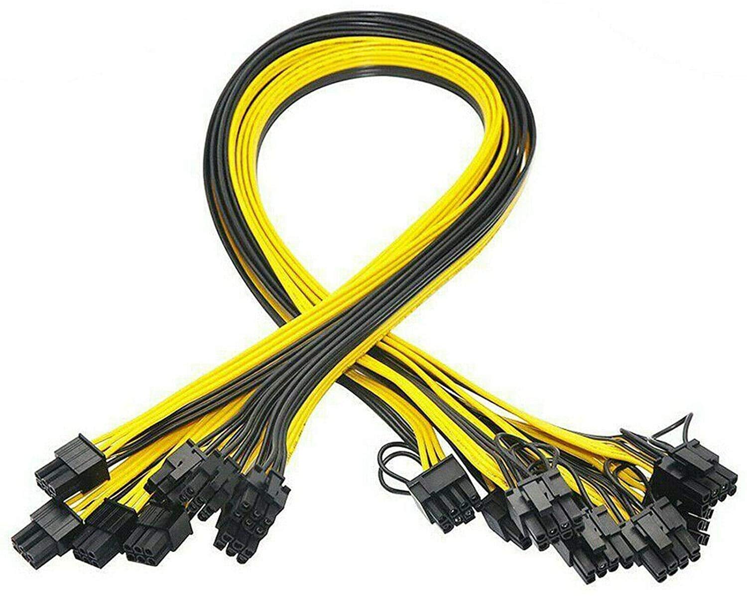 Mustpoint 12x 6 Pin PCI-E to 8 Pin(6+2) PCI-E (Male to Male) GPU Power Cable (50cm) Not Include Card