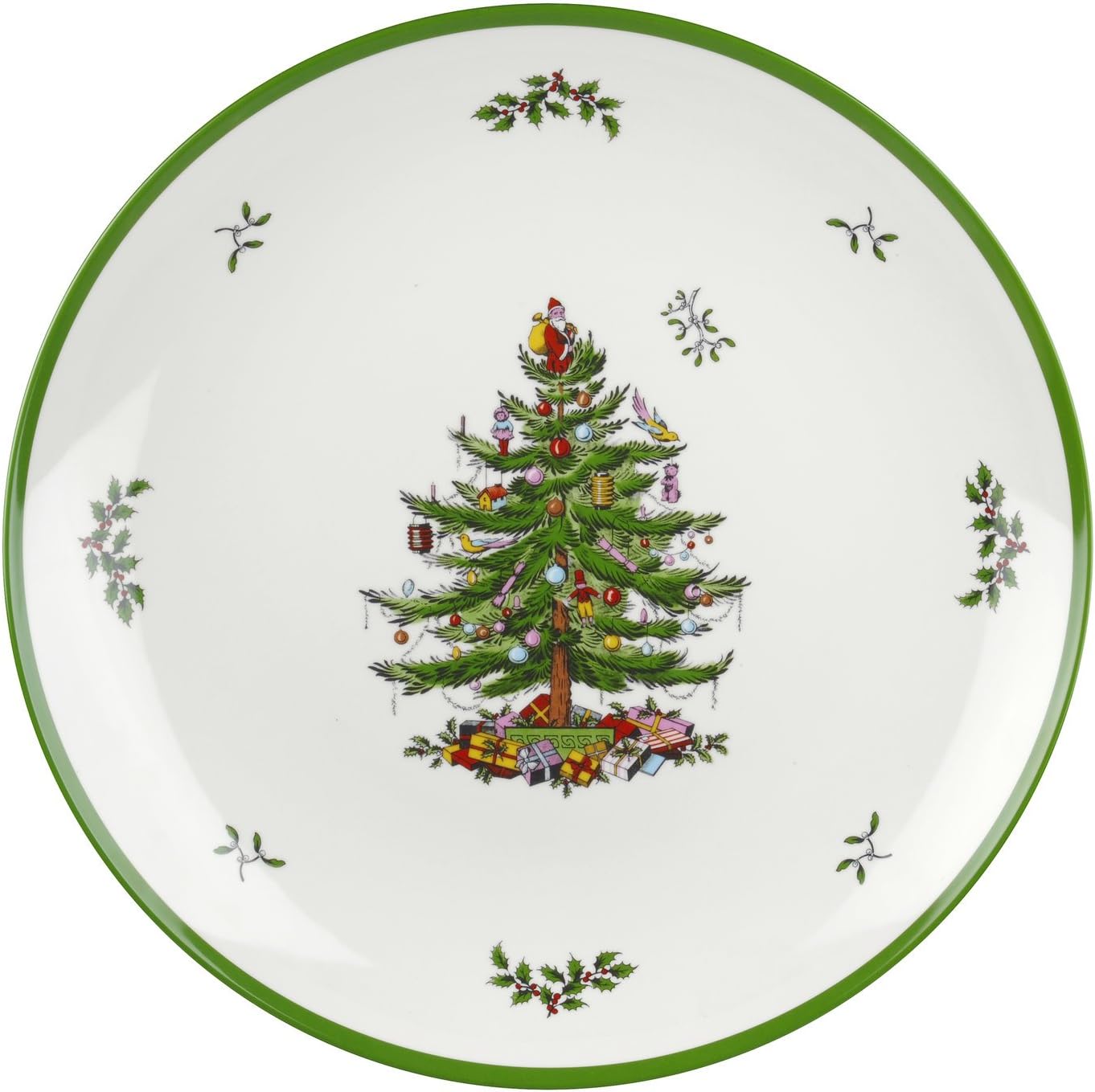 Spode Christmas Tree Melamine Round Platter – 14 Inch Shatterproof Serving Plate for Holiday Meals, Holiday Party – Festive Tableware for Indoor & Outdoor Use, Dishwasher Safe Christmas Dinnerware