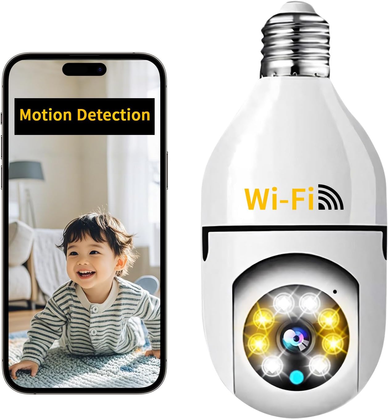 1080P Wireless Security Light Bulb Camera, Mobile Tracking,3MP HD, Two-Way Audio, Ideal for Indoor/Outdoor Surveillance, Baby, Pets, Nanny,Cloud Storage