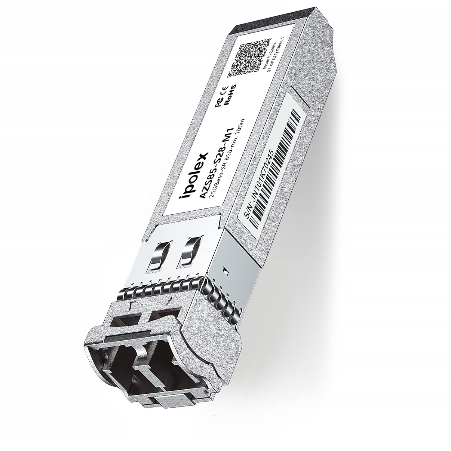 25GBase-SR SFP28 SFP+ Transceiver Compatible with Cisco SFP-25G-SR-S, 850nm Duplex LC MMF, up to 100-m, DOM