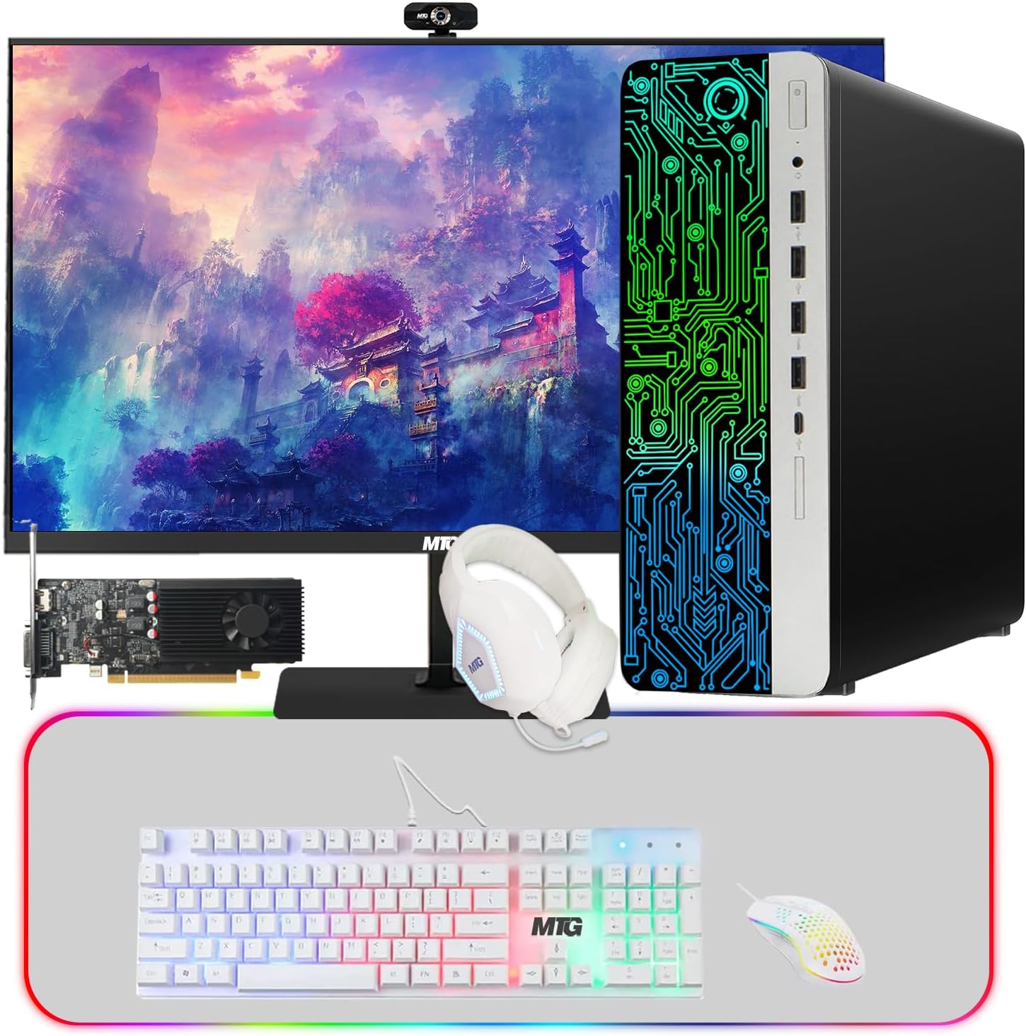 HP G3 Computer Desktop PC, Intel Core i7 6th Gen, GT 1030 Graphics, 16GB RAM, 480GB SSD | 2TB HDD, Gaming Kit, Webcam, New MTG 24 inch Monitor Windows 10 Pro (Renewed)