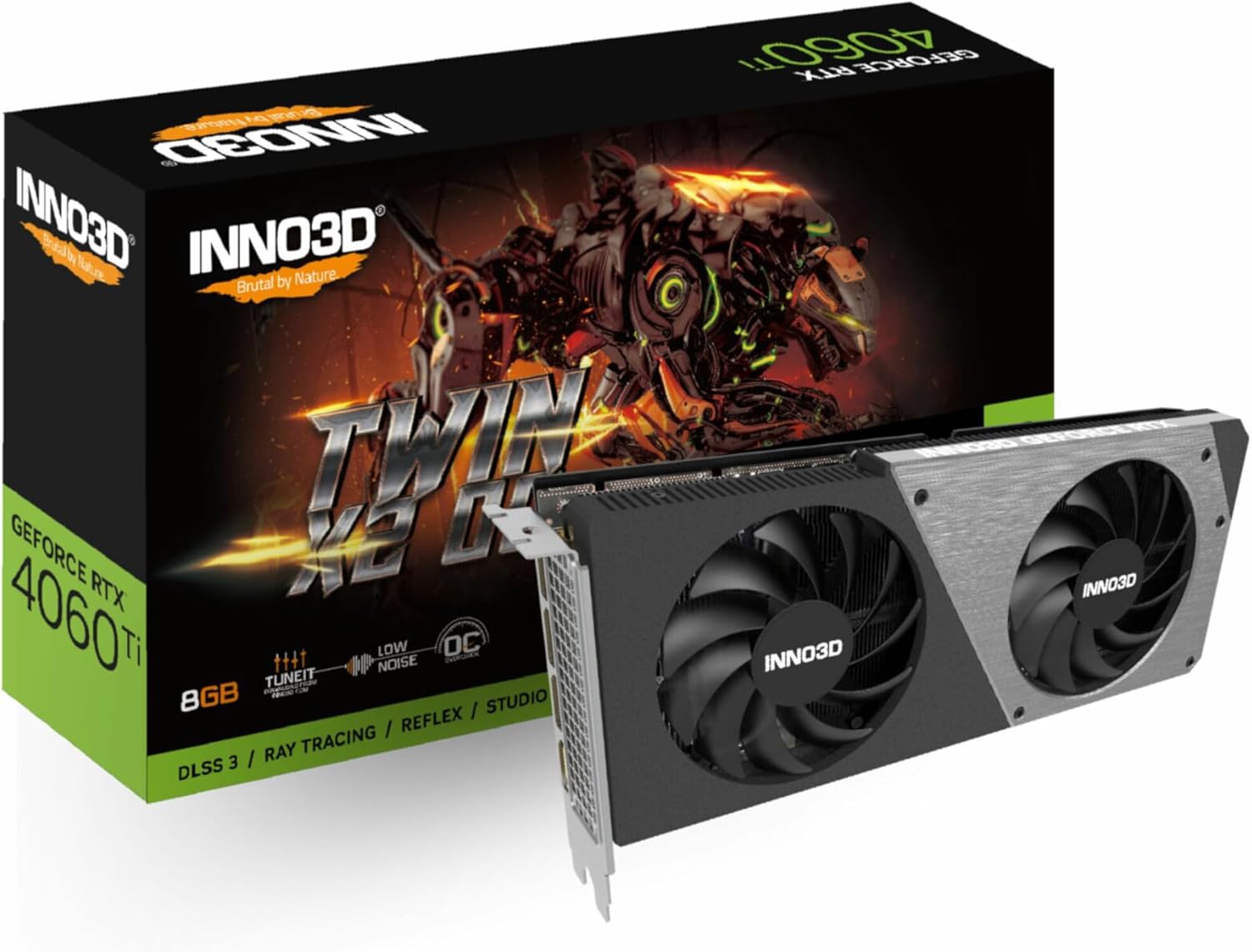 INNO3D Geforce RTX 4060 Ti 8GB Twin X2 OC Grafikkarte – 8GB GDDR6, 1x HDMI, 3X DP