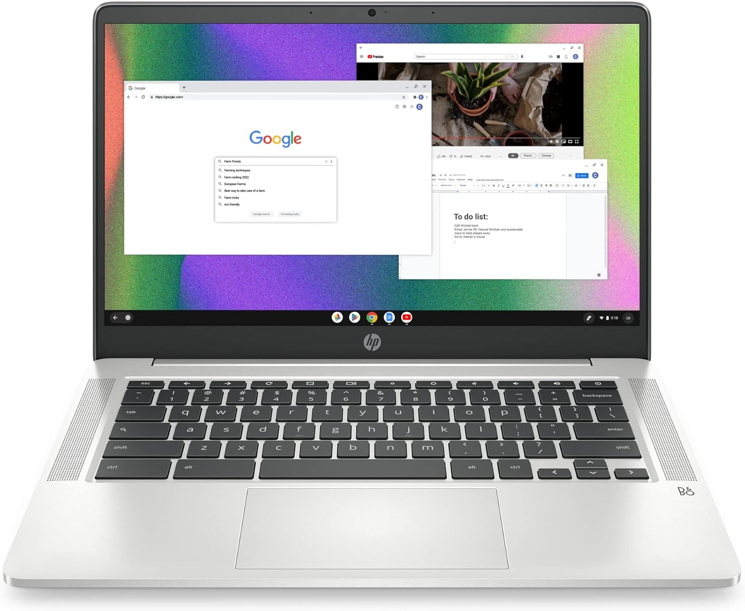 HP Chromebook 14 Laptop, Intel Celeron N4120, 4 GB RAM, 64 GB eMMC, 14″ HD Display, Chrome OS, Thin Design, 4K Graphics, Long Battery Life, Ash Gray Keyboard (14a-na0226nr, 2022, Mineral Silver)