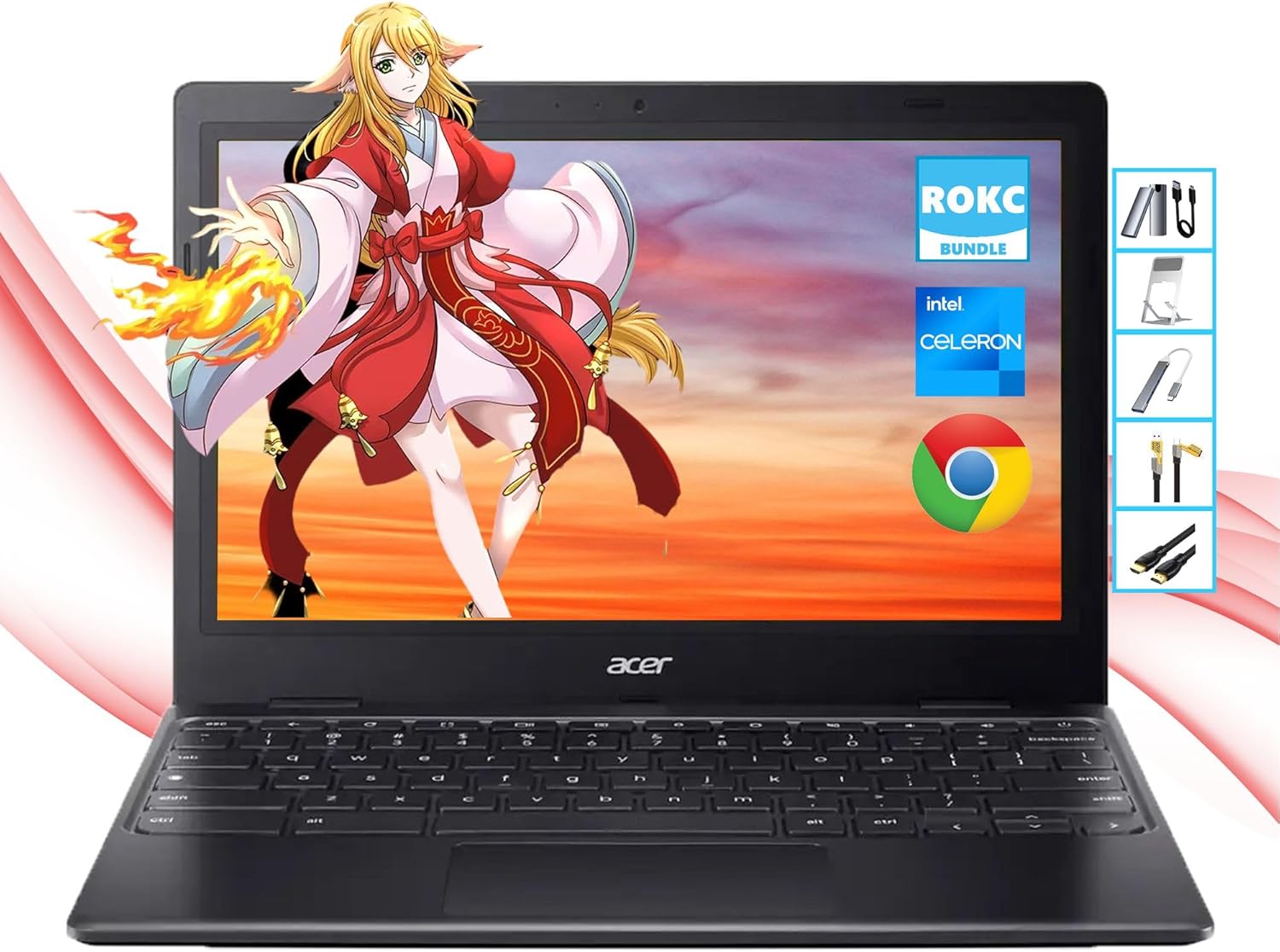 Acer Chromebook 311 with Gemini-AI Chrome OS | 11.6” HD Display | 4GB RAM | 64GB SSD & 64 Card & 128GB Portable SSD | Intel Celeron 2-Core CPU|Card Reader| Webcam| USB-C| Wi-Fi |Ultra Light|RK Bundle