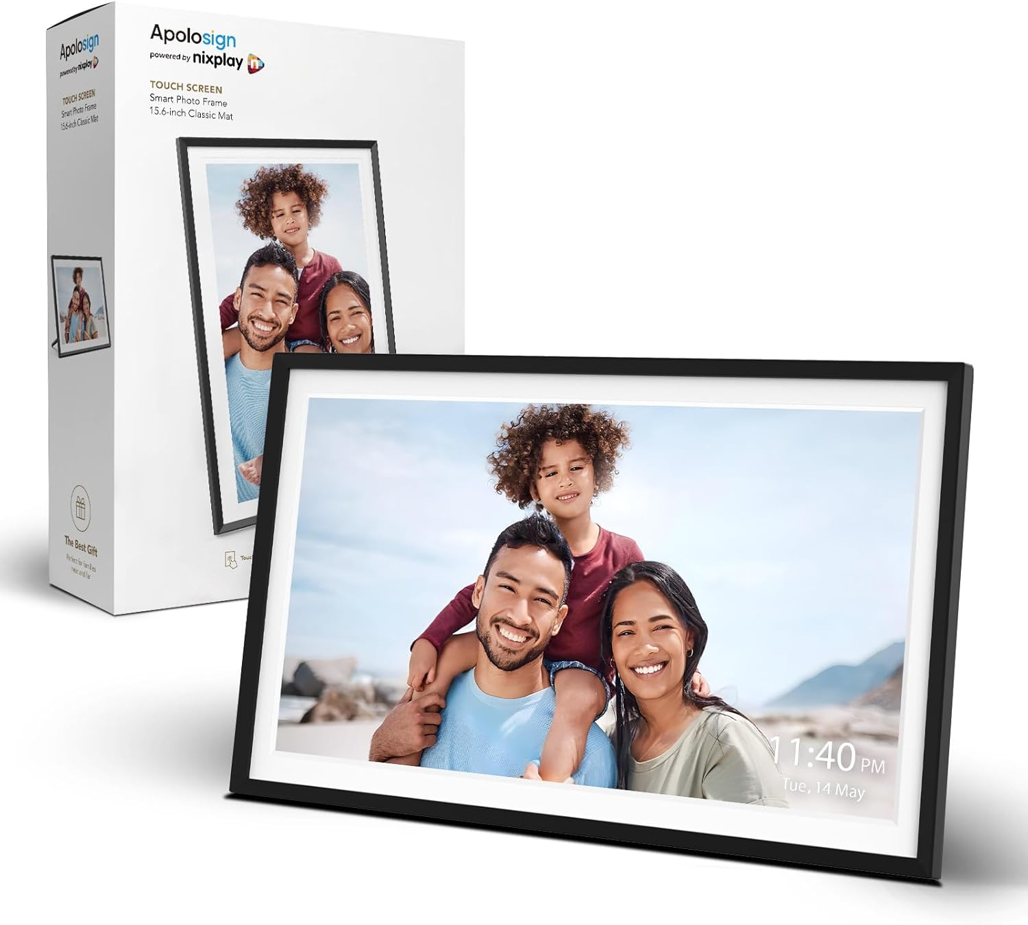 ApoloSign Digital Picture Frame Powered by Nixplay, 15.6″ Large WiFi Digital Photo Frame, Easy to Share Photos/Videos via Nixplay App, 1920×1080 FHD IPS Touch Screen, Auto-Rotate, Free Cloud Storage