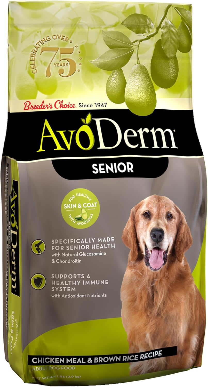 AvoDerm Natural Chicken Meal & Brown Rice – Senior Dry Dog Food 4.4 lb