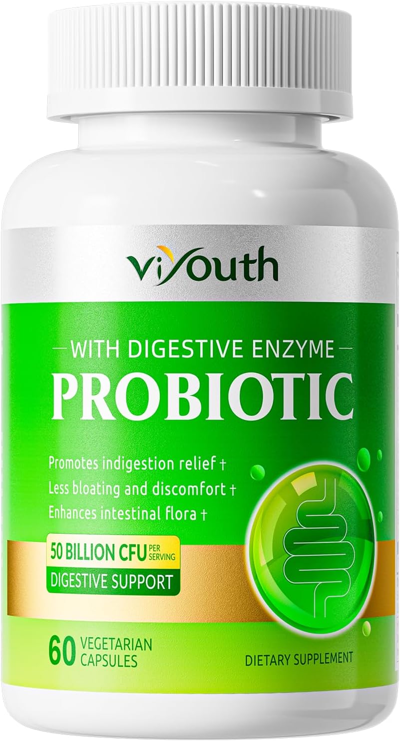 Probiotics for Women & Men – Probiotic 50 Billion CFU 18 Strains & 5 Digestive Enzymes for Gut Health, Immune – Probiotics Capsules Supports Gas & Bloating, Natural, Non-GMO, Gluten Free, 60ct