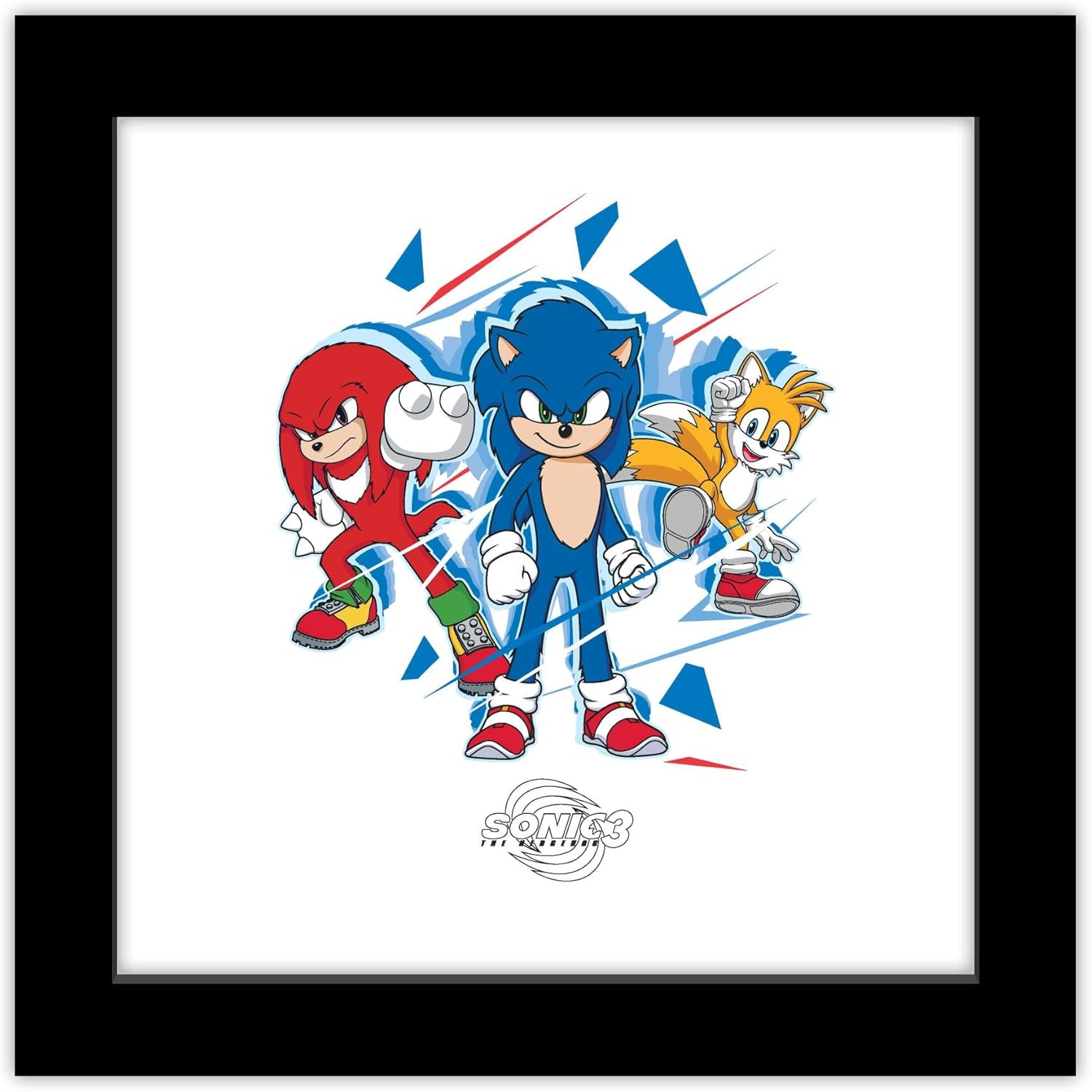 Trends International Gallery Pops Sonic the Hedgehog 3 – Hero Trio Illustrated Wall Art, 12″ x 12″ Gallery Pops Wall Art, Black Framed Version