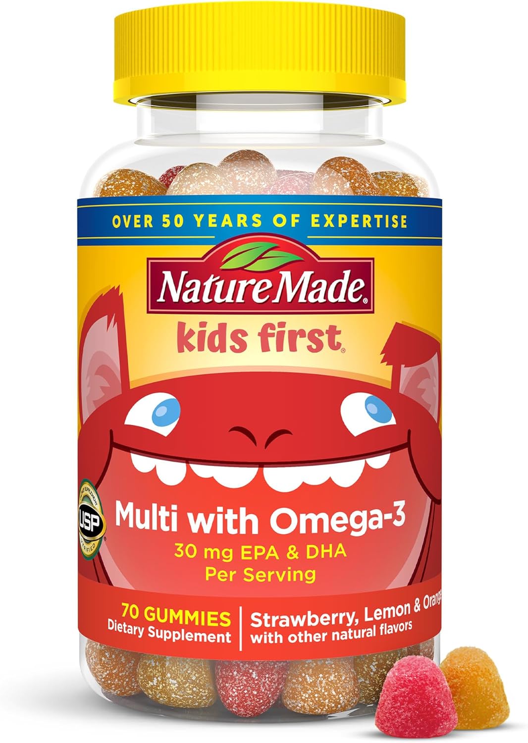 Nature Made Kids First Multivitamin with Omega-3, Kids Vitamins and Minerals for Nutritional Support, 70 Kids Multivitamin Gummies