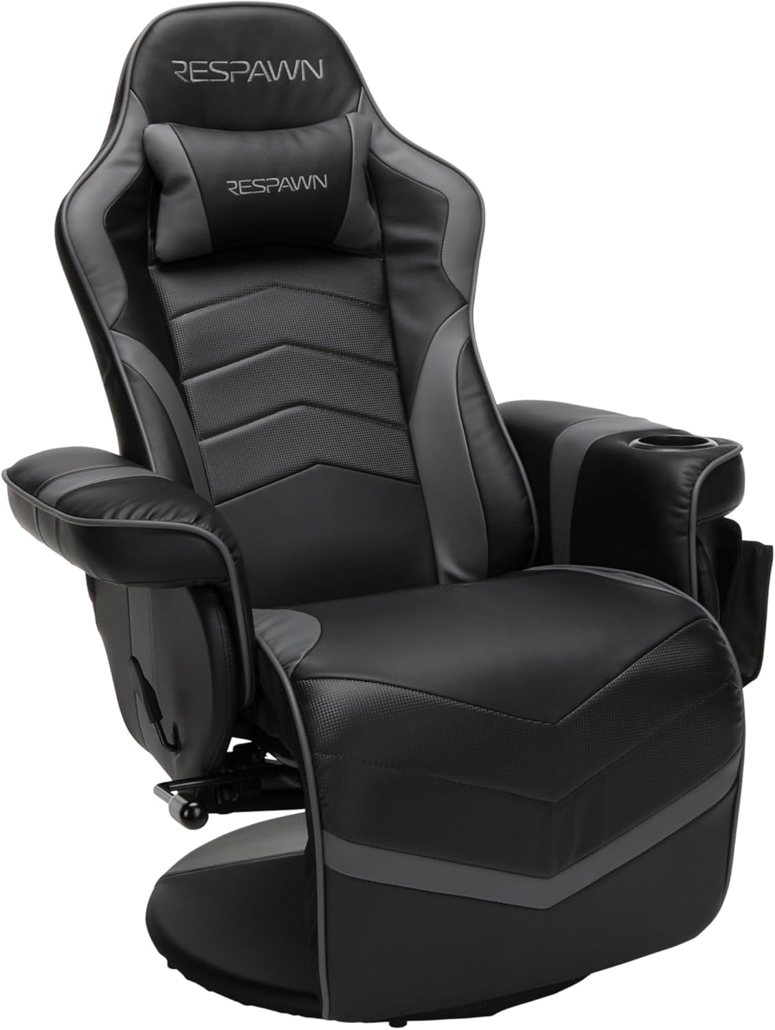 RESPAWN 900 Gaming Recliner – Video Games Console Recliner Chair, Computer Recliner, Adjustable Leg Rest and Recline, Recliner with Cupholder, Reclining Gaming Chair with Footrest – Gray