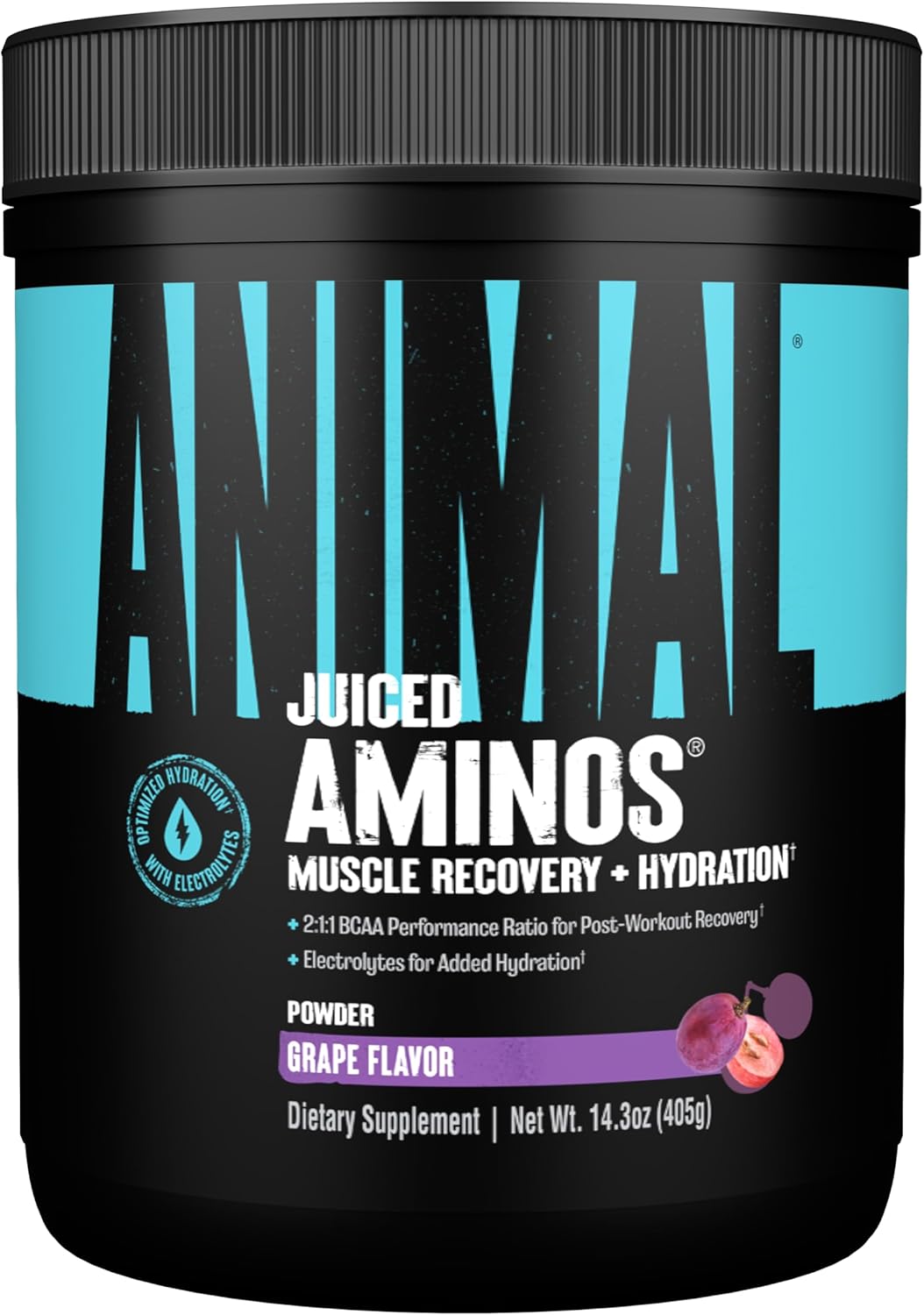 Animal Juiced Amino Acids – BCAA Powder EAA Matrix Plus Hydration with Electrolytes and Sea Salt Anytime Recovery and Improved Performance, Grape Flavor, 30 Servings