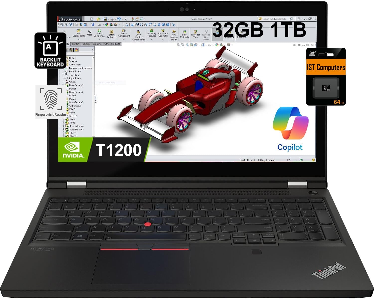 Lenovo ThinkPad P15 4K (3840×2160) Mobile Workstation (15.6″ UHD, Intel 8-Core i7-11800H, 32GB RAM, 1TB SSD, NVIDIA T1200) Laptop for Engineer, Designer, Architect, Win 11 Pro w/AI Copilot, Black