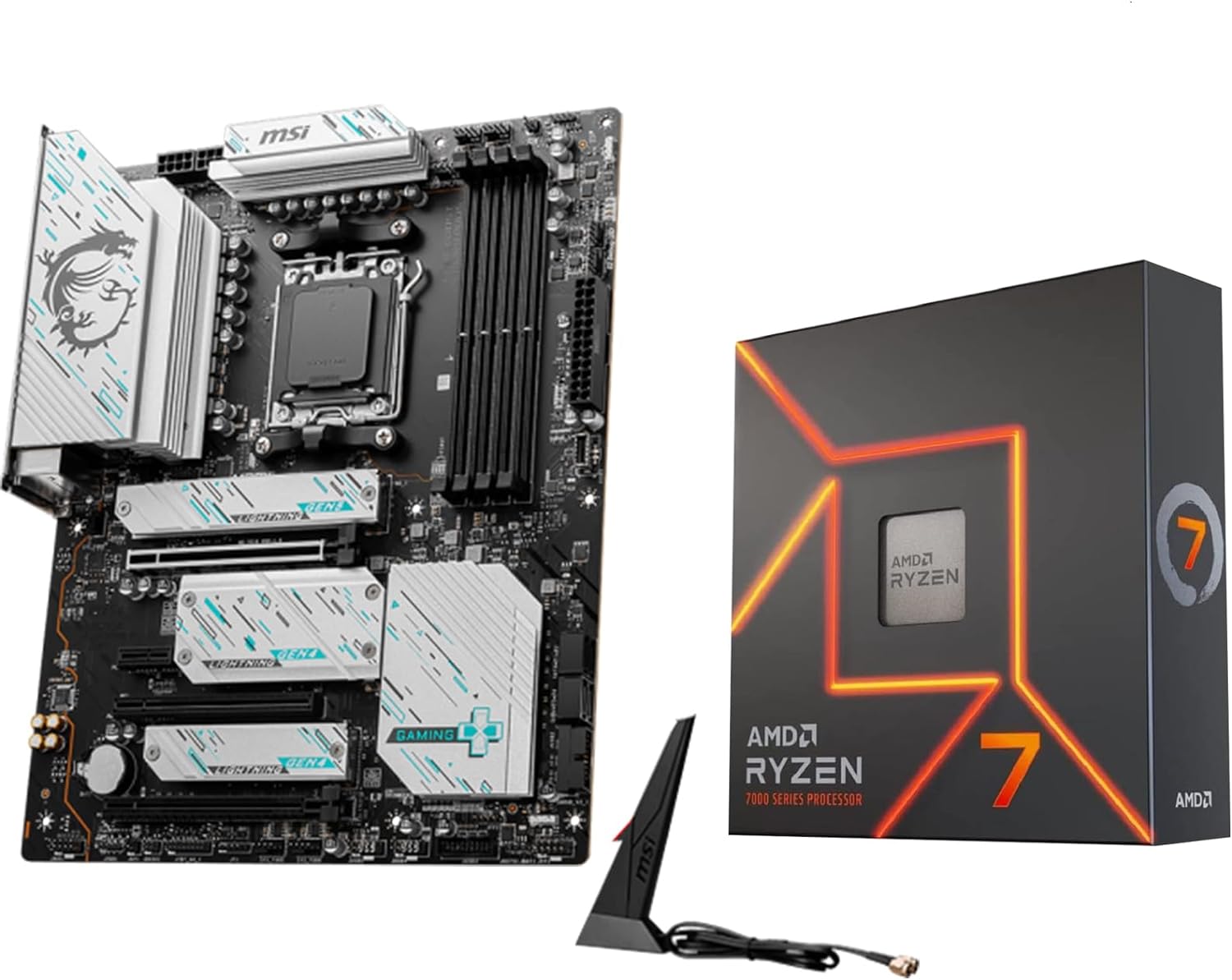 INLAND Micro Center AMD Ryzen 7 7700X CPU Processor with MSI X670E Gaming Plus Motherboard, AM5 Socket, DDR5, PCIe 5.0, WiFi 6E