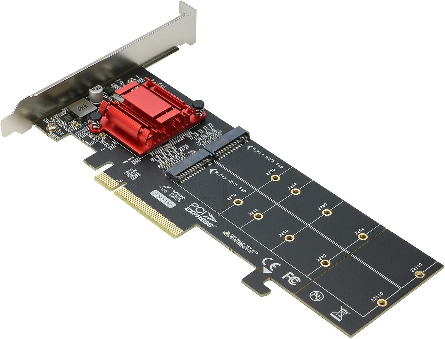 Dual NVMe PCIe Adapter, RIITOP M.2 NVMe SSD to PCI-e 3.1 x8/x16 Card Support M.2 (M Key) NVMe SSD 22110/2280/2260/2242/2230